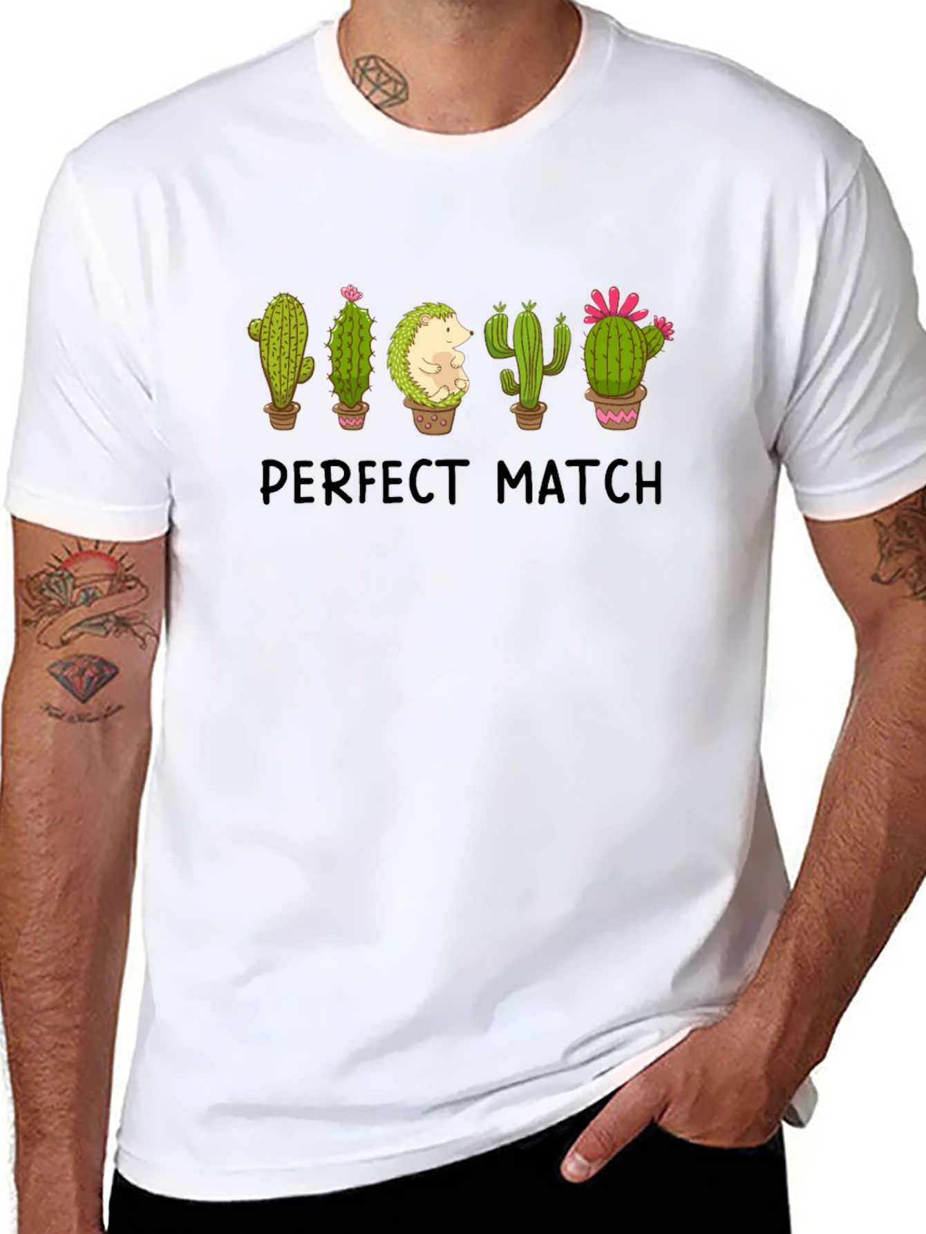 Black Perfect Match Cactus & Hedgehog Graphic Tee view 8