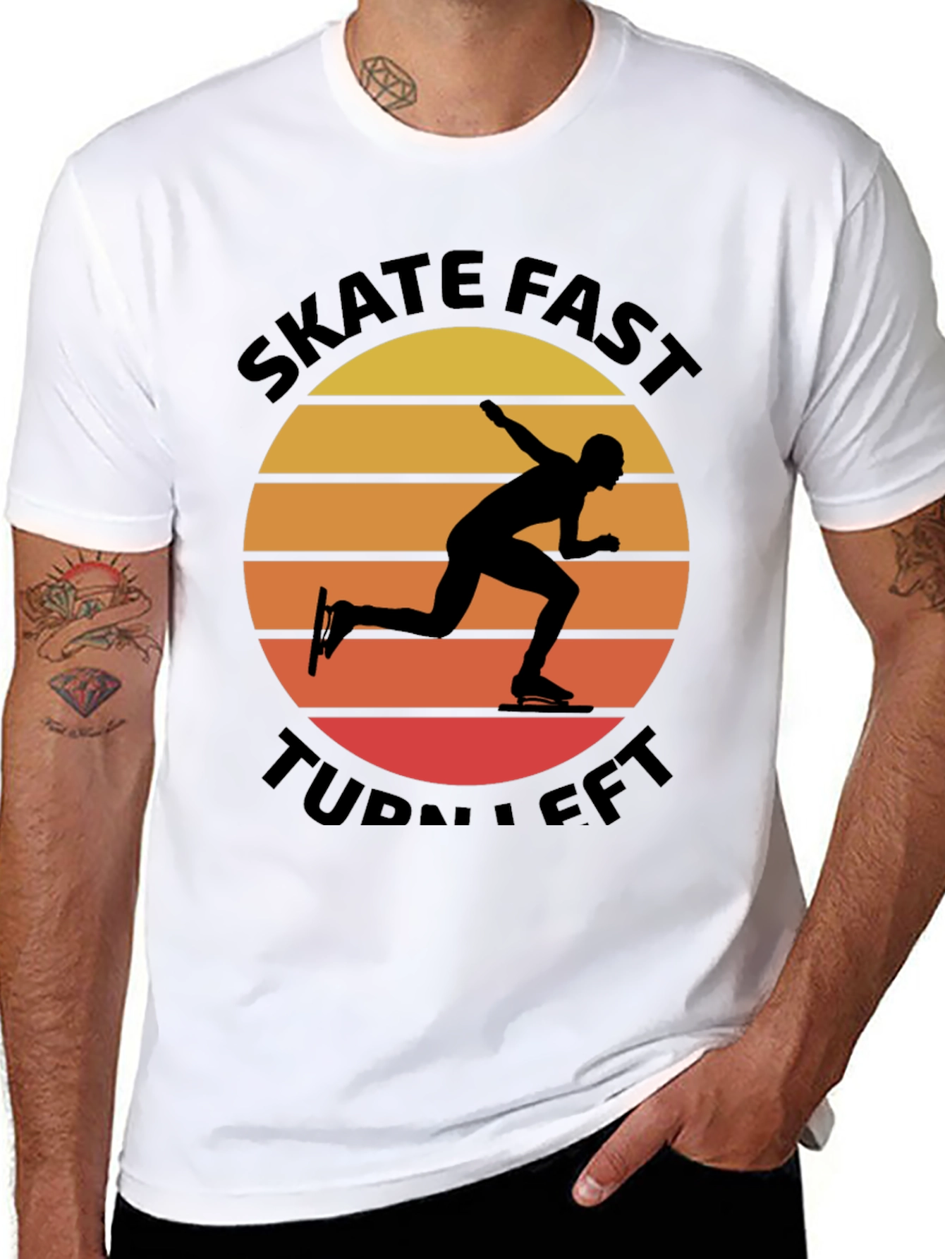 Black Skate Fast Turn Left Black T-Shirt view 8