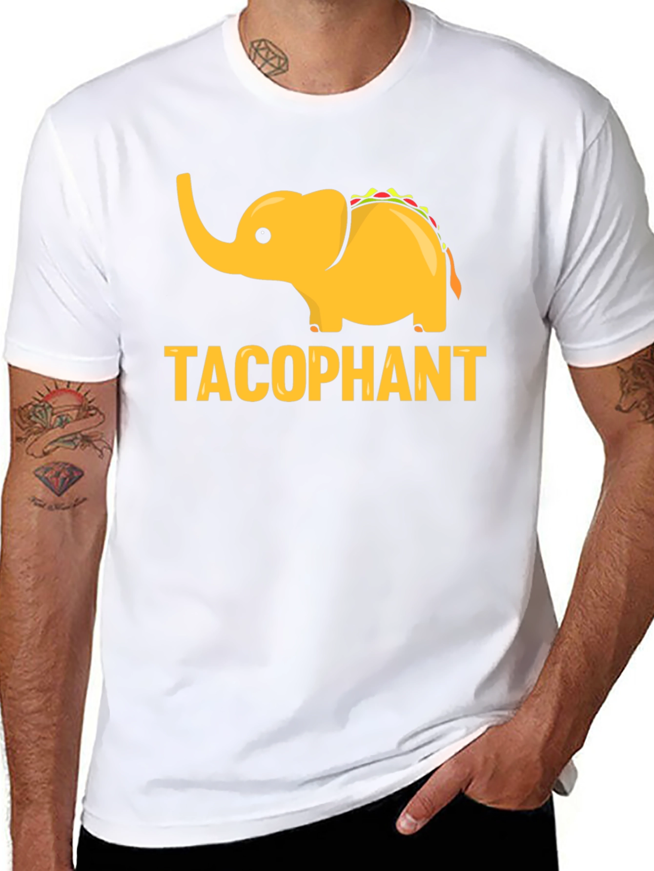 Black Tacophant Graphic T-Shirt - Funny Elephant Taco Tee view 8