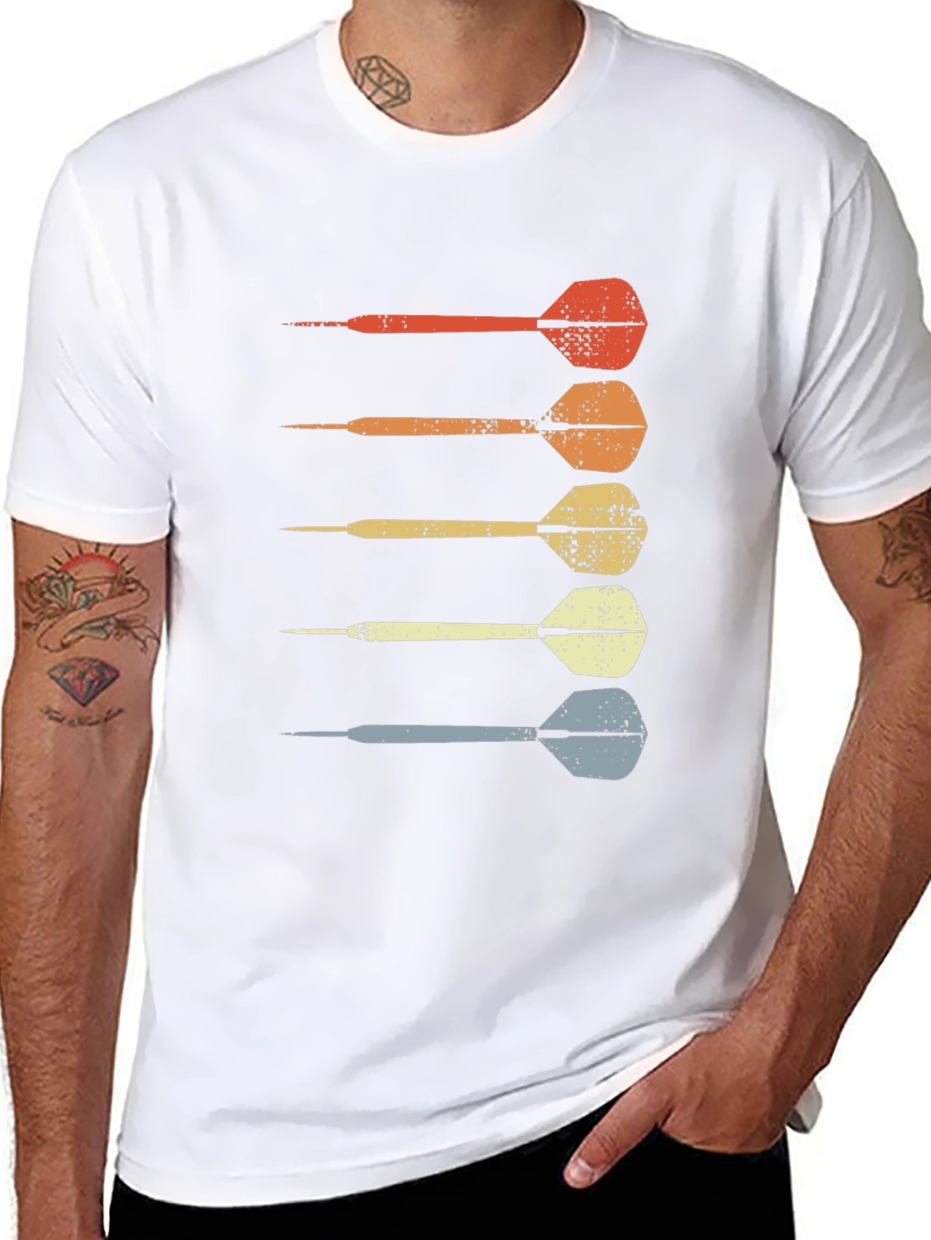 Retro Darts Graphic T-Shirt - Cool Casual Tee - 8