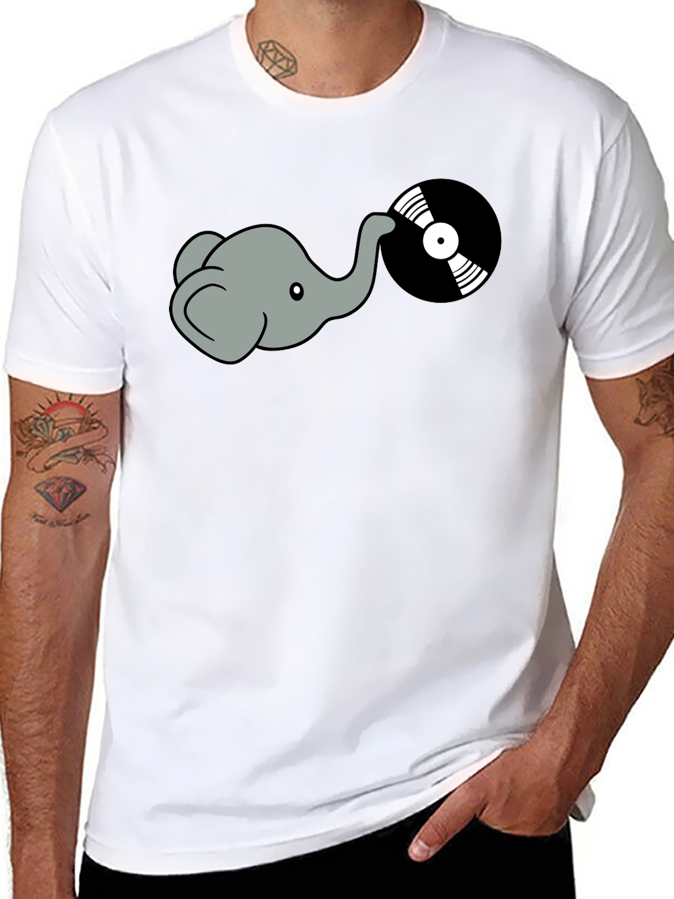 Black Elephant DJ Graphic Tee - Cool Vinyl Record Shirt view 8