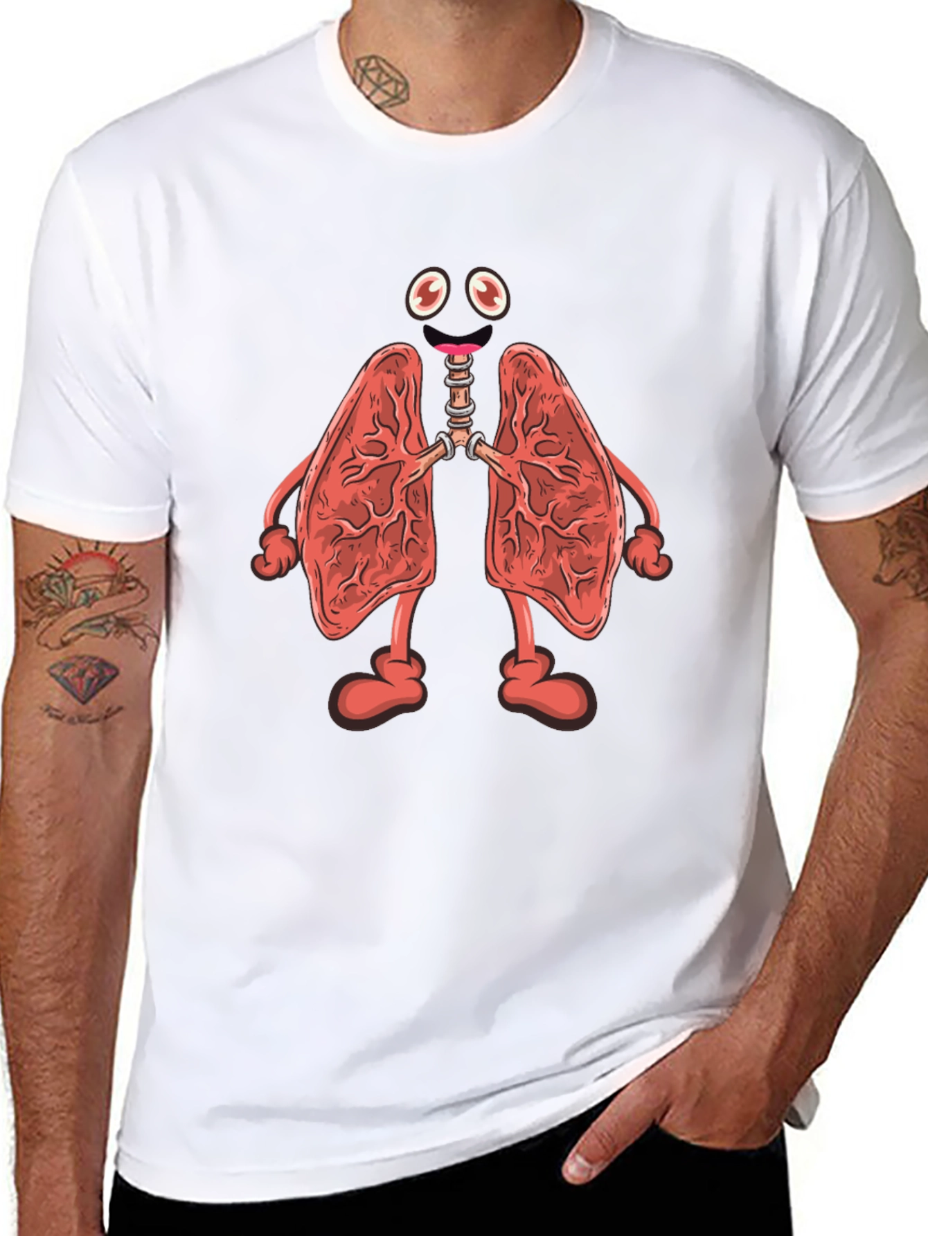 Black Cartoon Lungs Black T-Shirt view 8