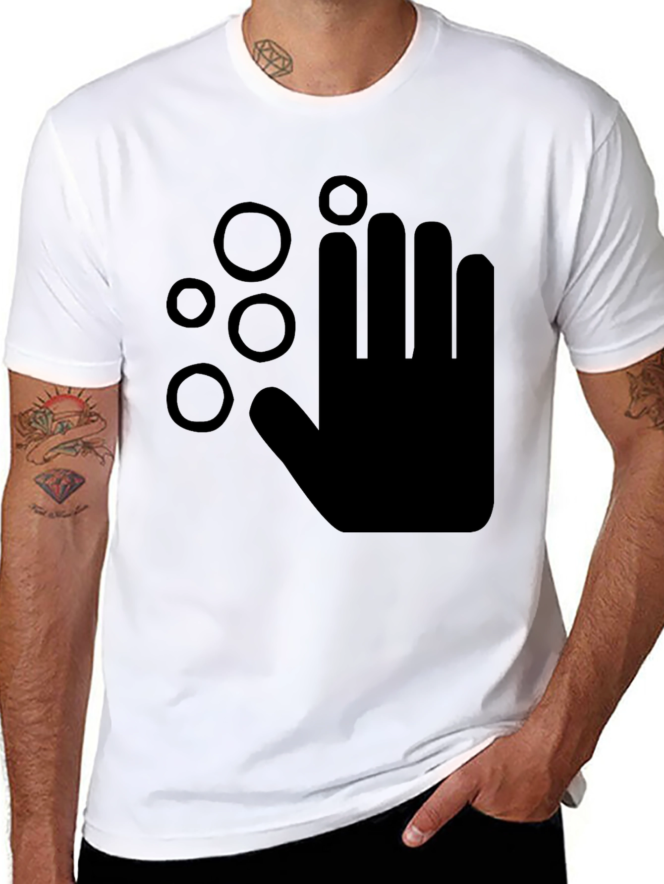 Black Washing Hands Graphic Black T-Shirt view 8