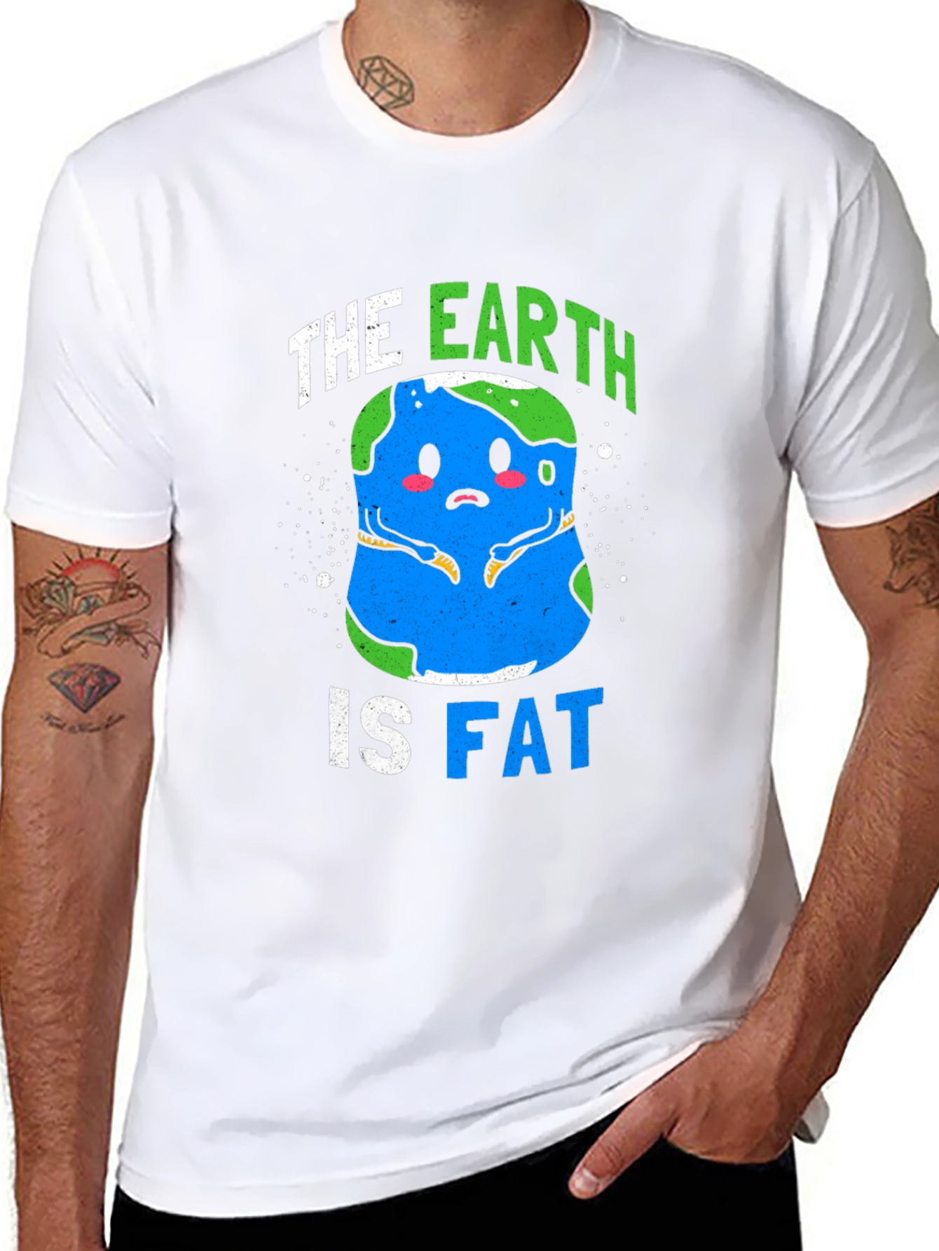 Black The Earth Is Fat Graphic Tee - Men's Black T-Shirt view 8