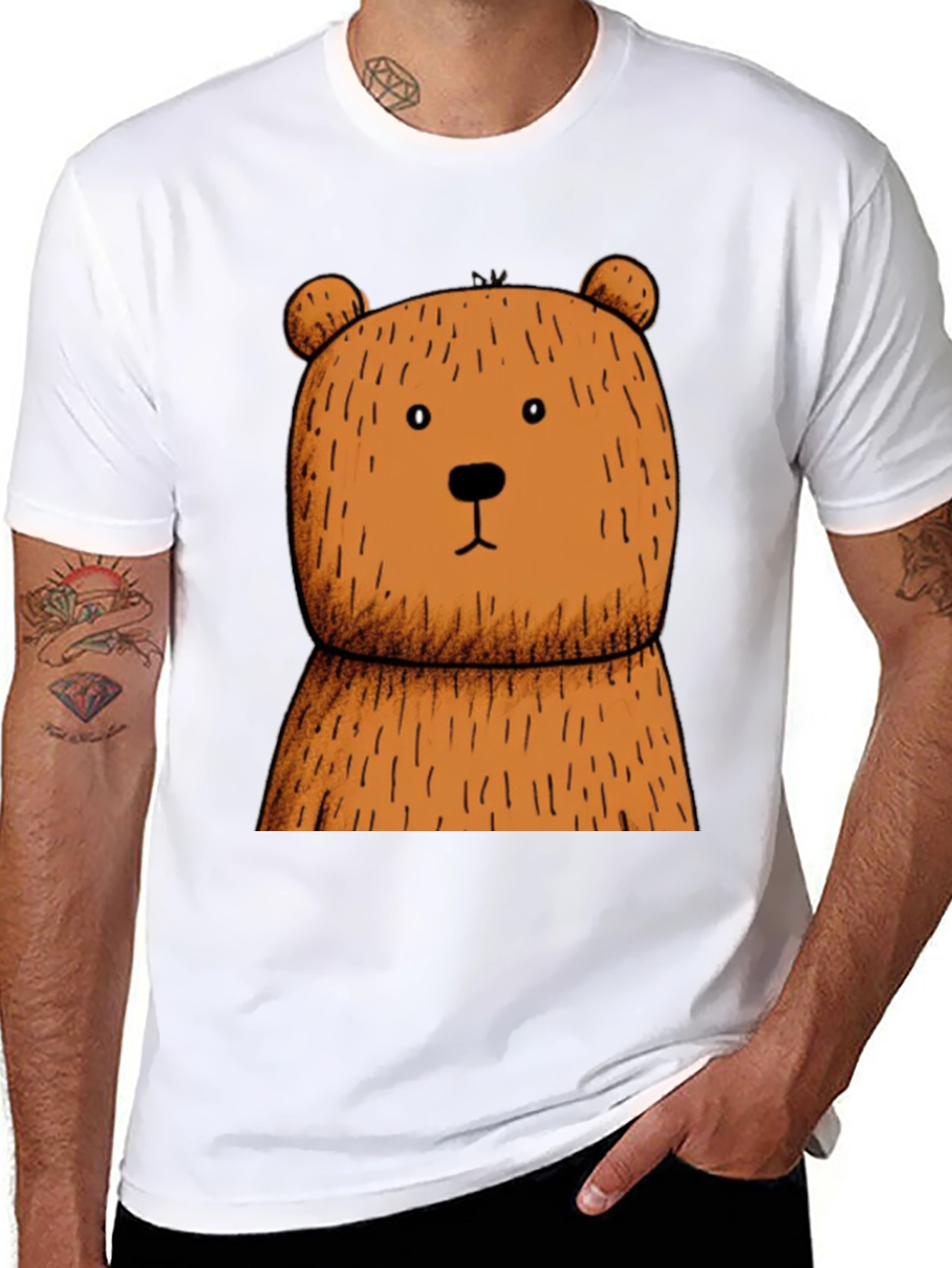 Black Black T-Shirt with Brown Bear Graphic view 8