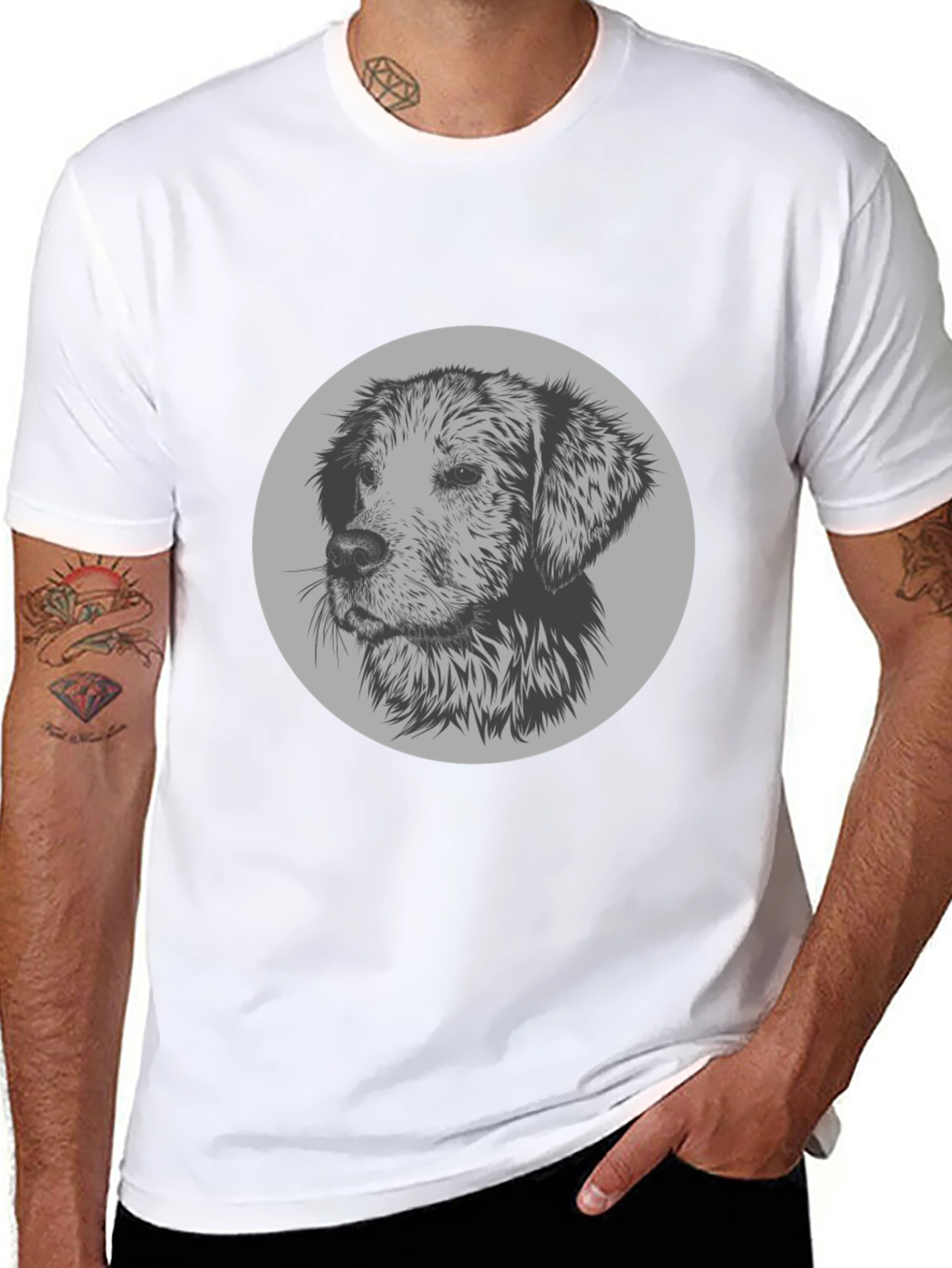 Black Dog Graphic Print Crew Neck T-Shirt view 8