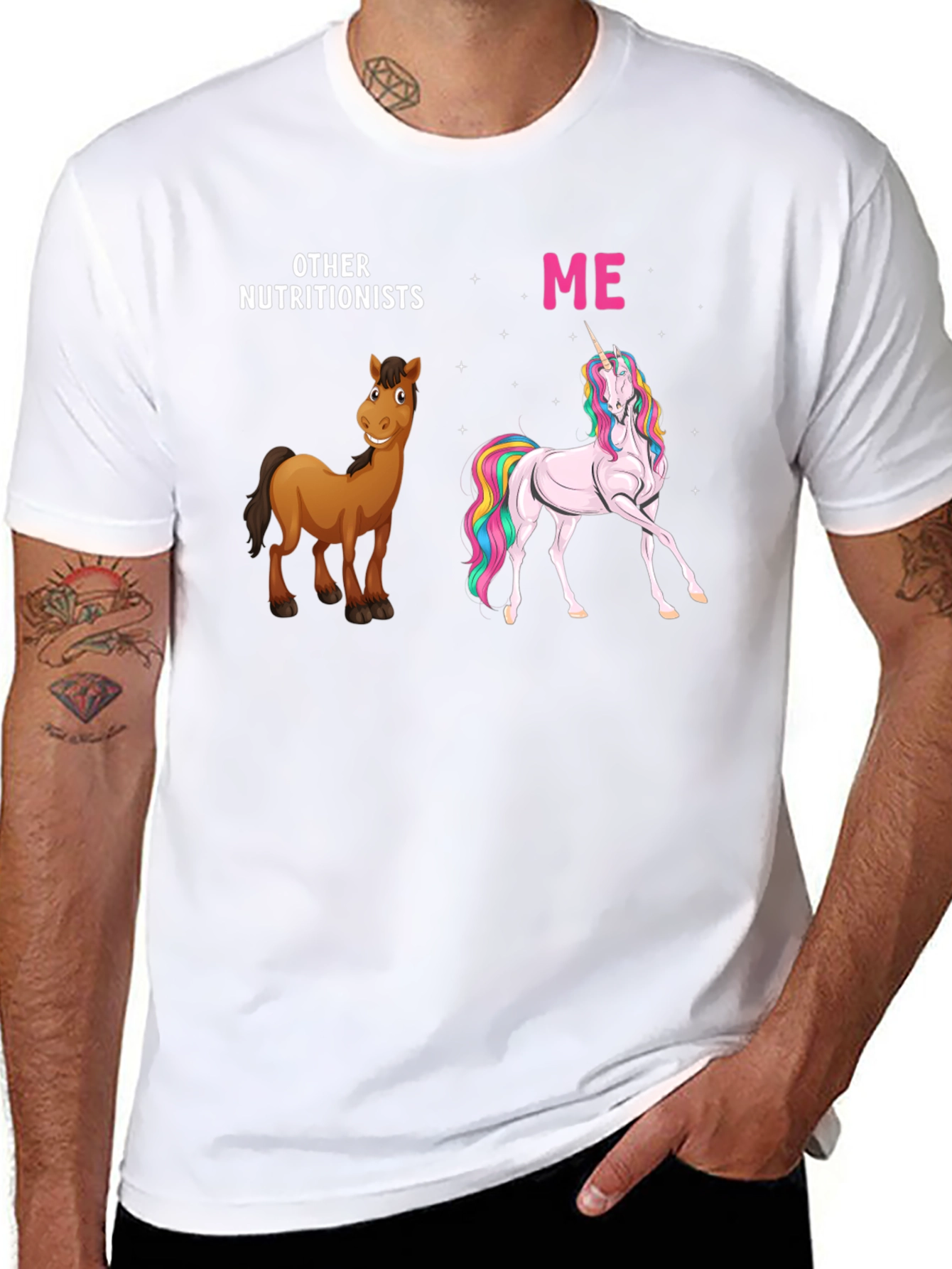 Black Nutritionist Horse & Unicorn T-Shirt view 8