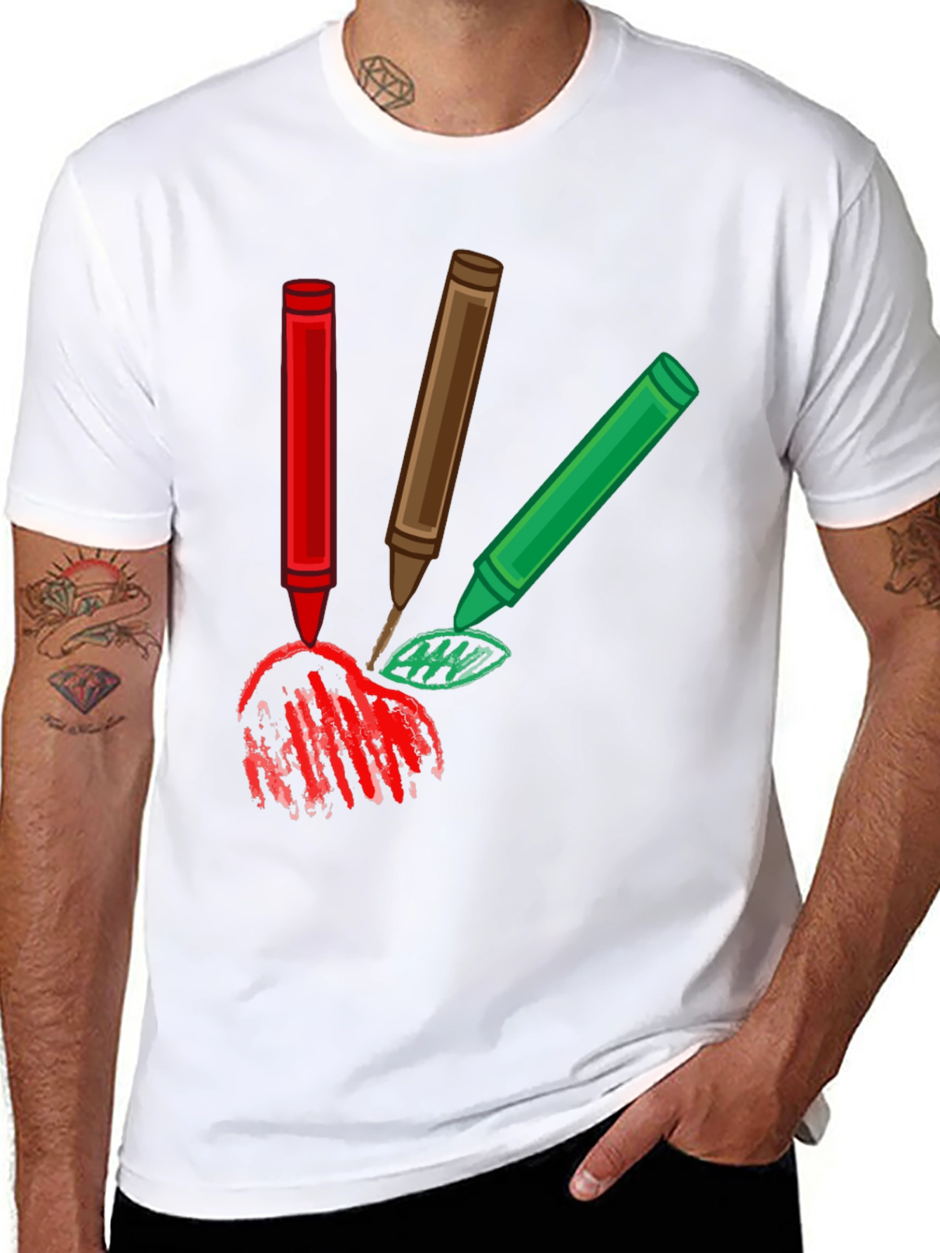 Black Crayon Scribble Graphic Tee - Black Cotton T-Shirt view 8