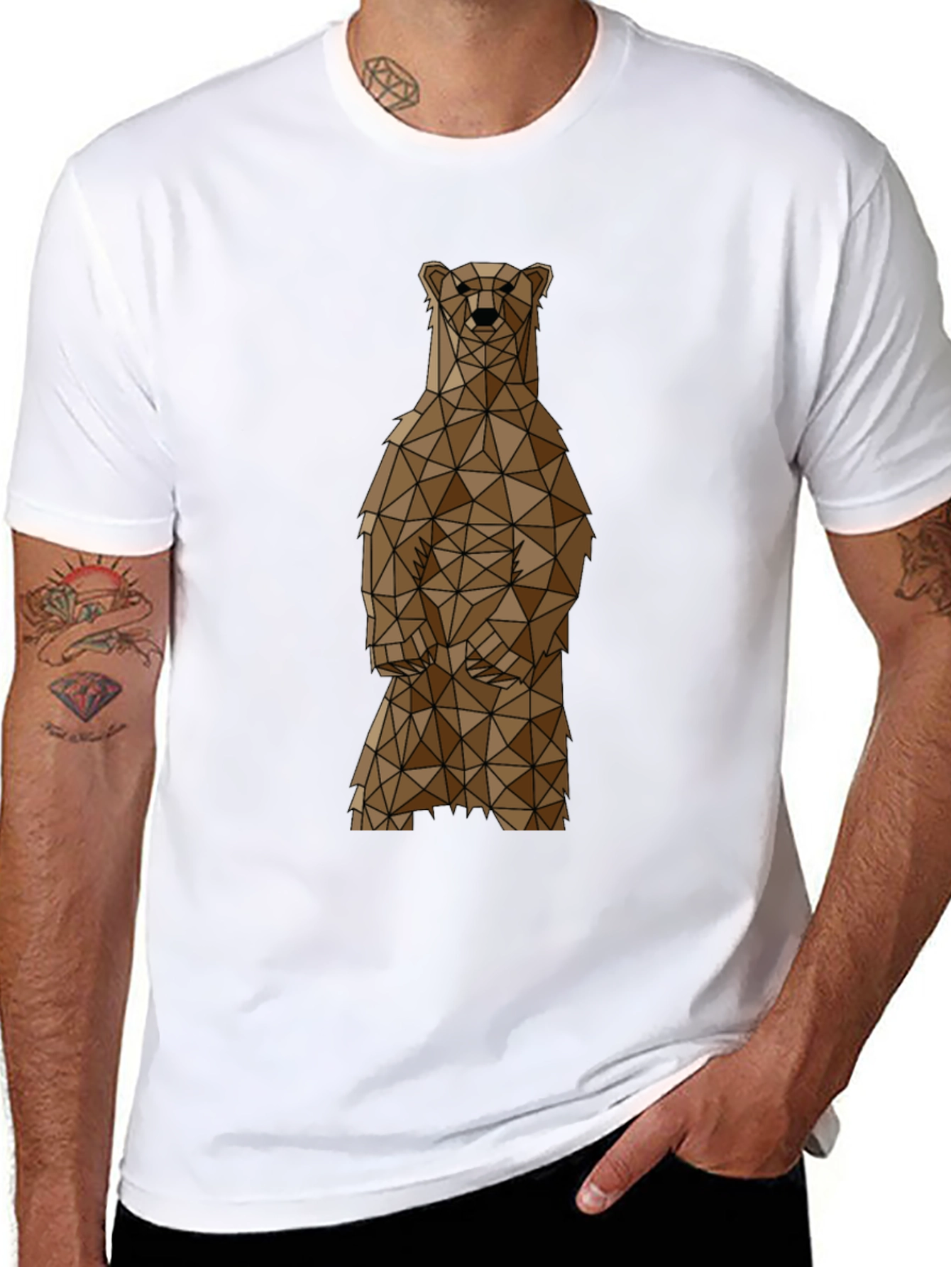 Black Geometric Bear Graphic Tee - Black view 8