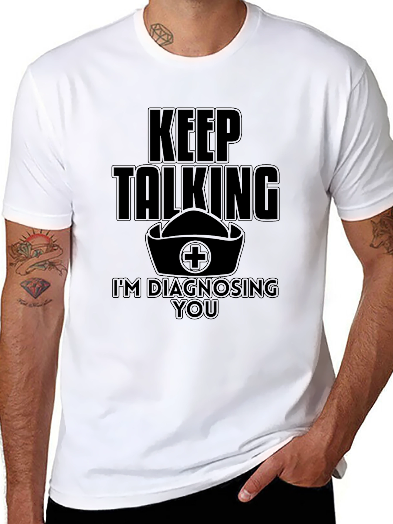 Black Keep Talking I'm Diagnosing You Funny Nurse T-Shirt view 8