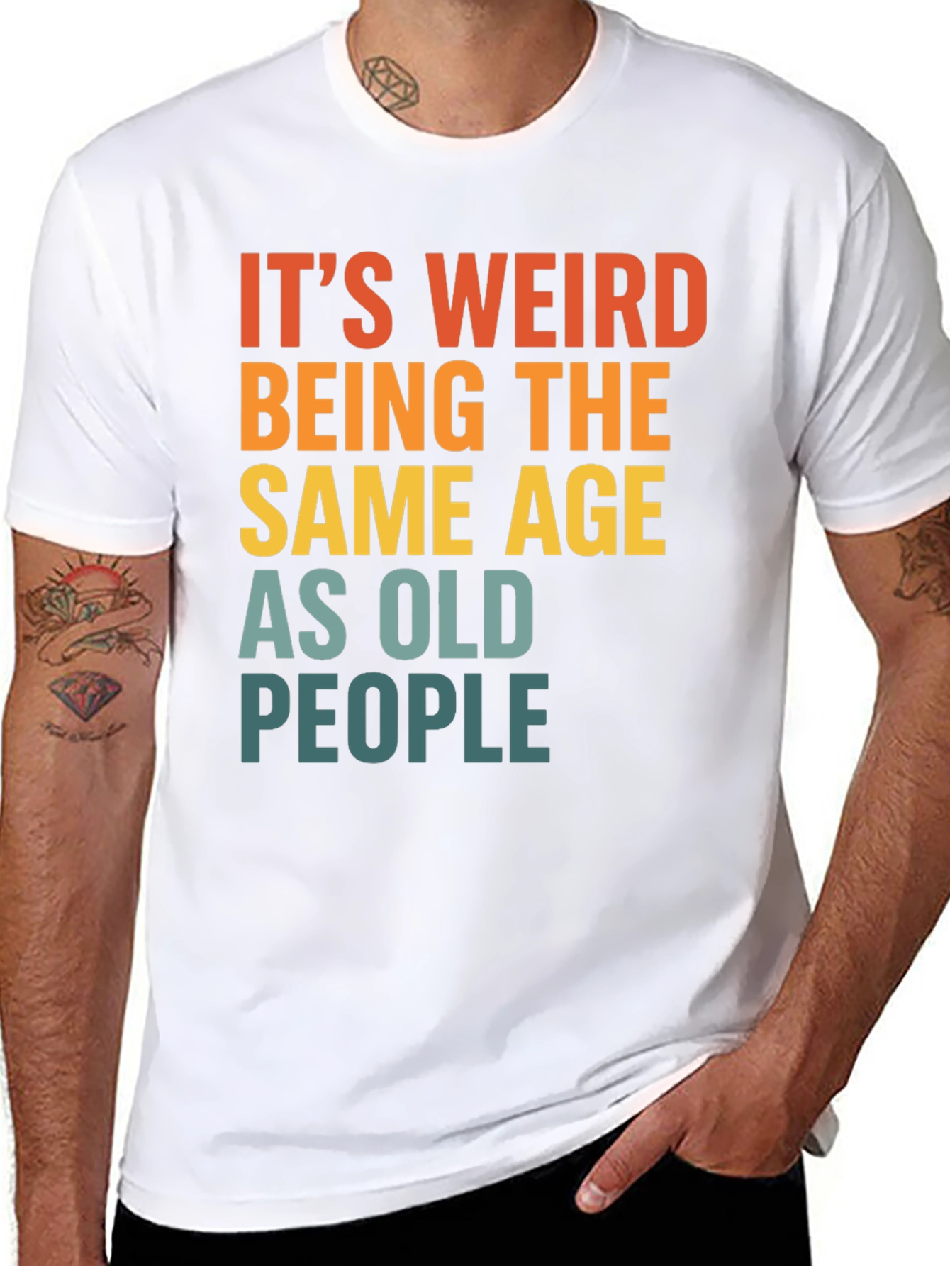 Black Funny "Same Age As Old People" Graphic T-Shirt view 8