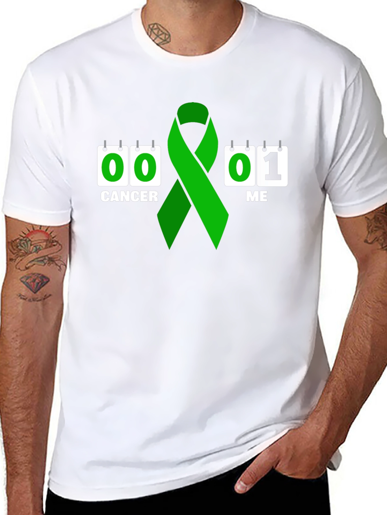 Black Cancer Survivor T-Shirt: Green Ribbon view 8