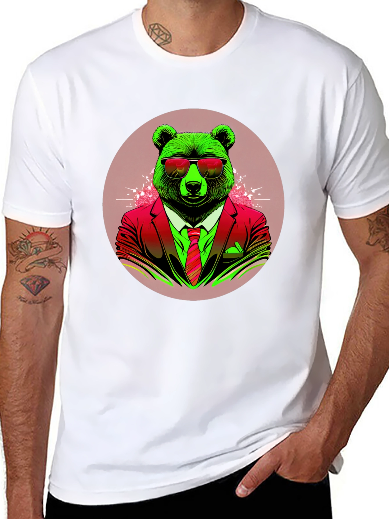 Black Bear in Suit Graphic Tee - Cool Animal Design view 8