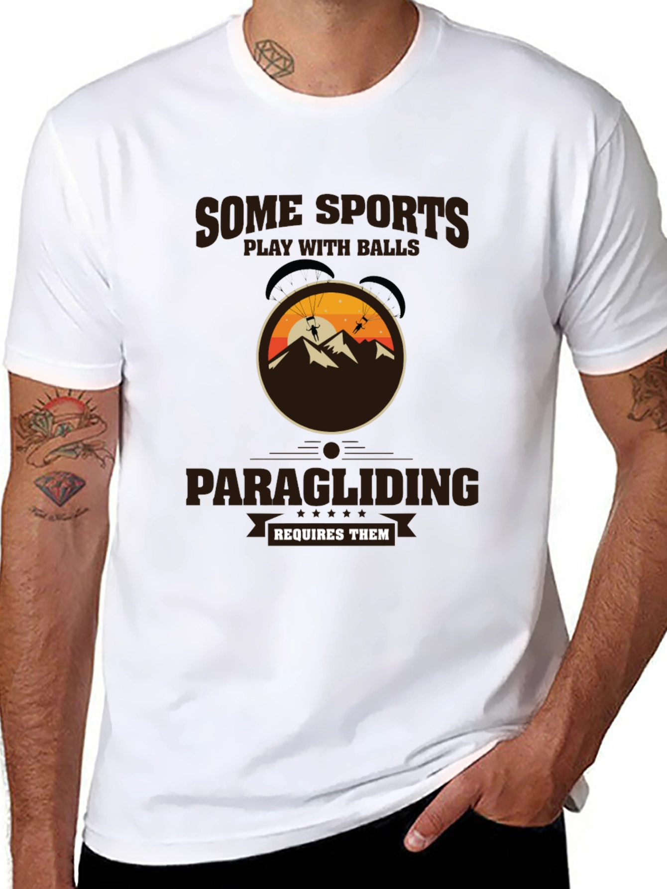 Black Paragliding T-Shirt: Some Sports Require Balls view 8