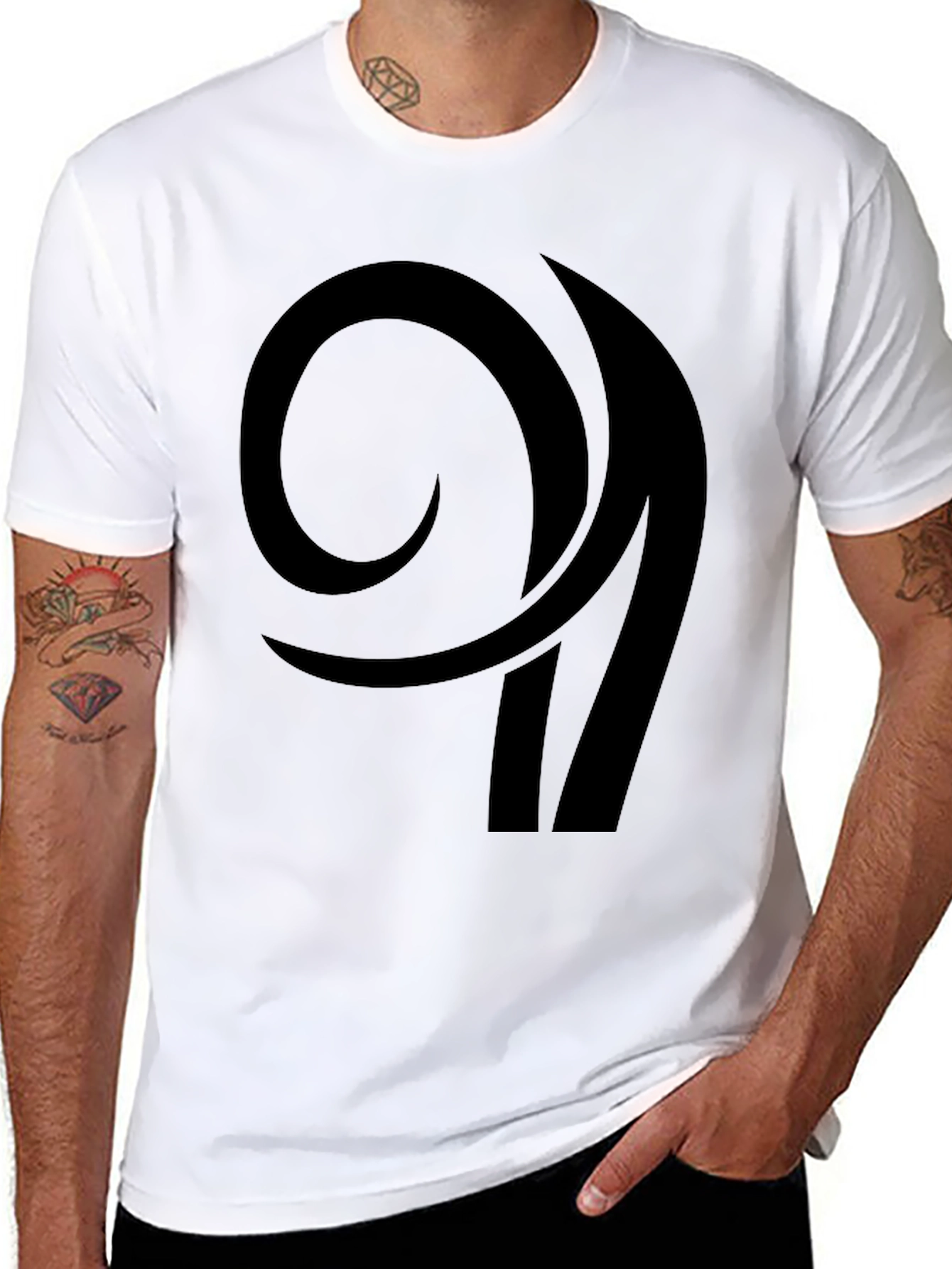 Black Abstract Graphic Black T-Shirt view 8