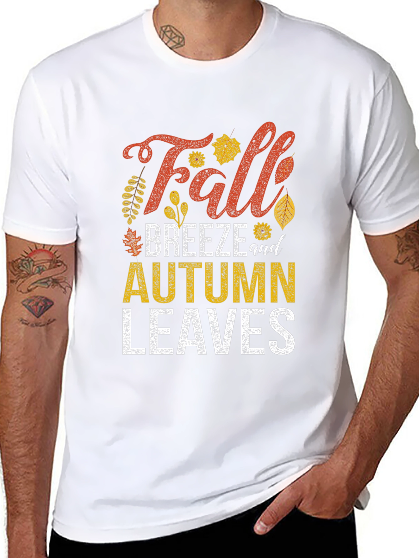 Black Fall Breeze & Autumn Leaves Graphic Tee view 8
