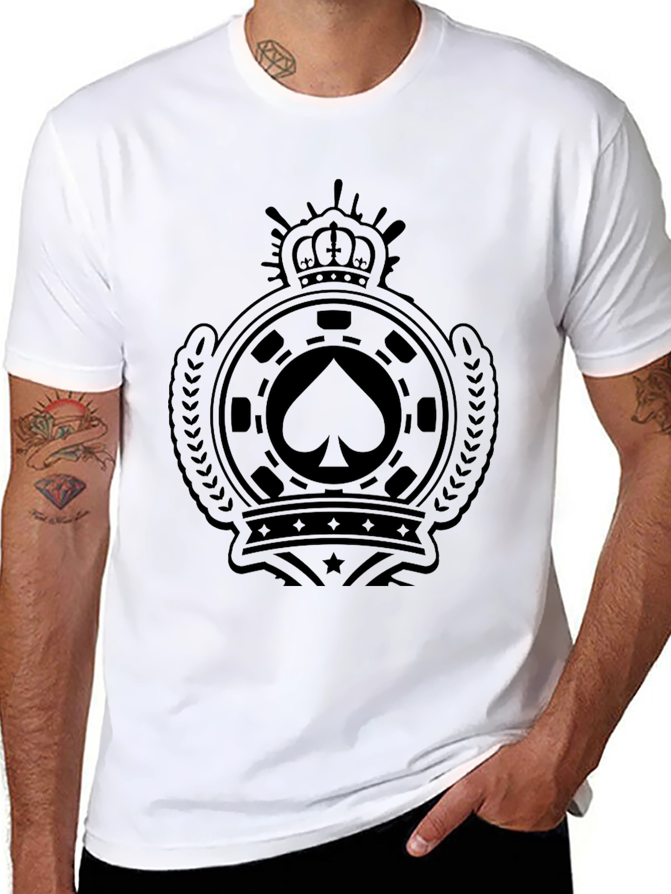 Black Spade Crest Graphic T-Shirt - Premium Black Tee view 8