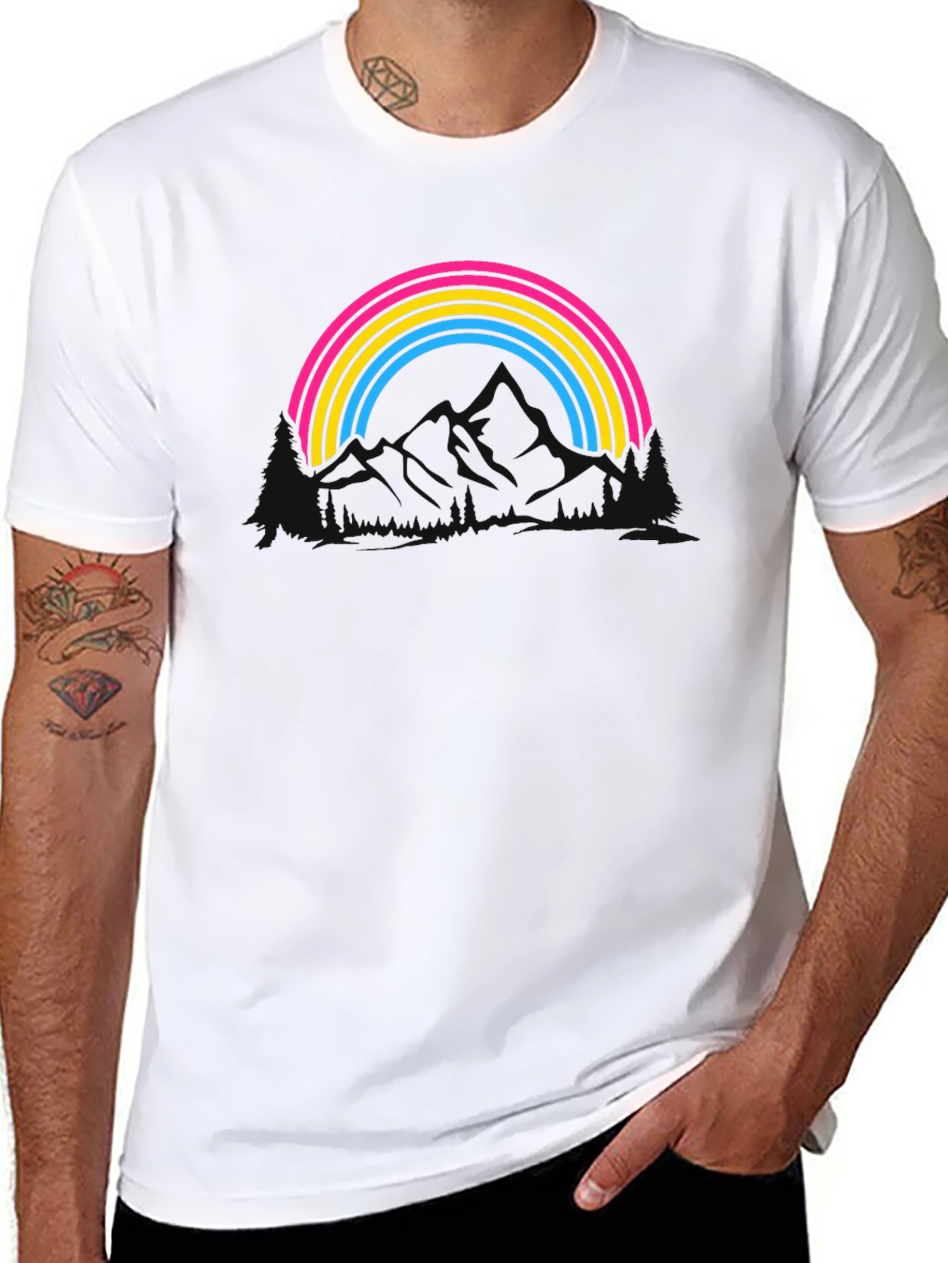 Black Pan Pride Rainbow T-Shirt - Black Cotton Blend Tee view 8