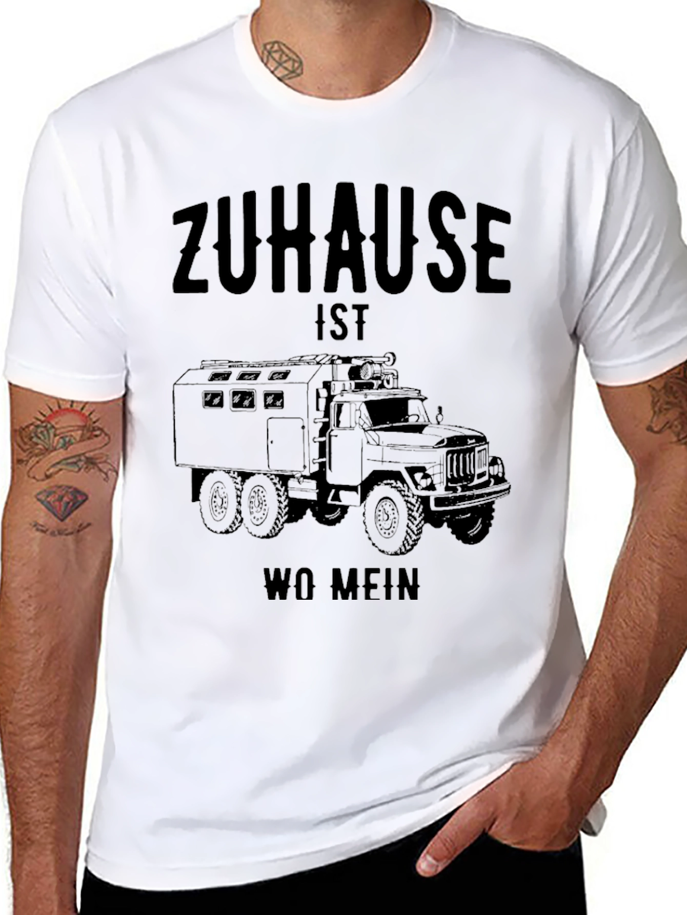 Black Zuhause Truck Graphic Tee - Black Crew Neck view 8