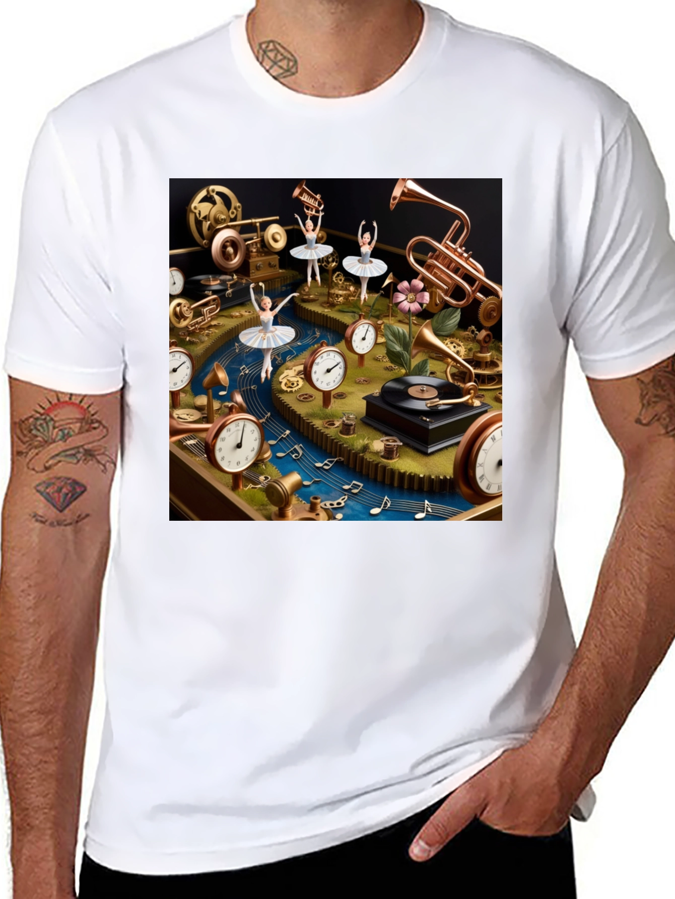 Black Steampunk Ballerina T-Shirt view 8