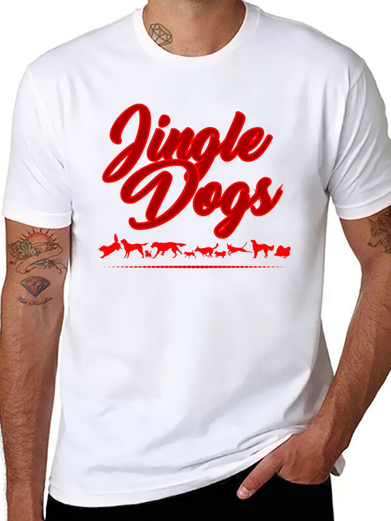 Black Jingle Dogs T-Shirt - Holiday Dog Lover Tee view 8
