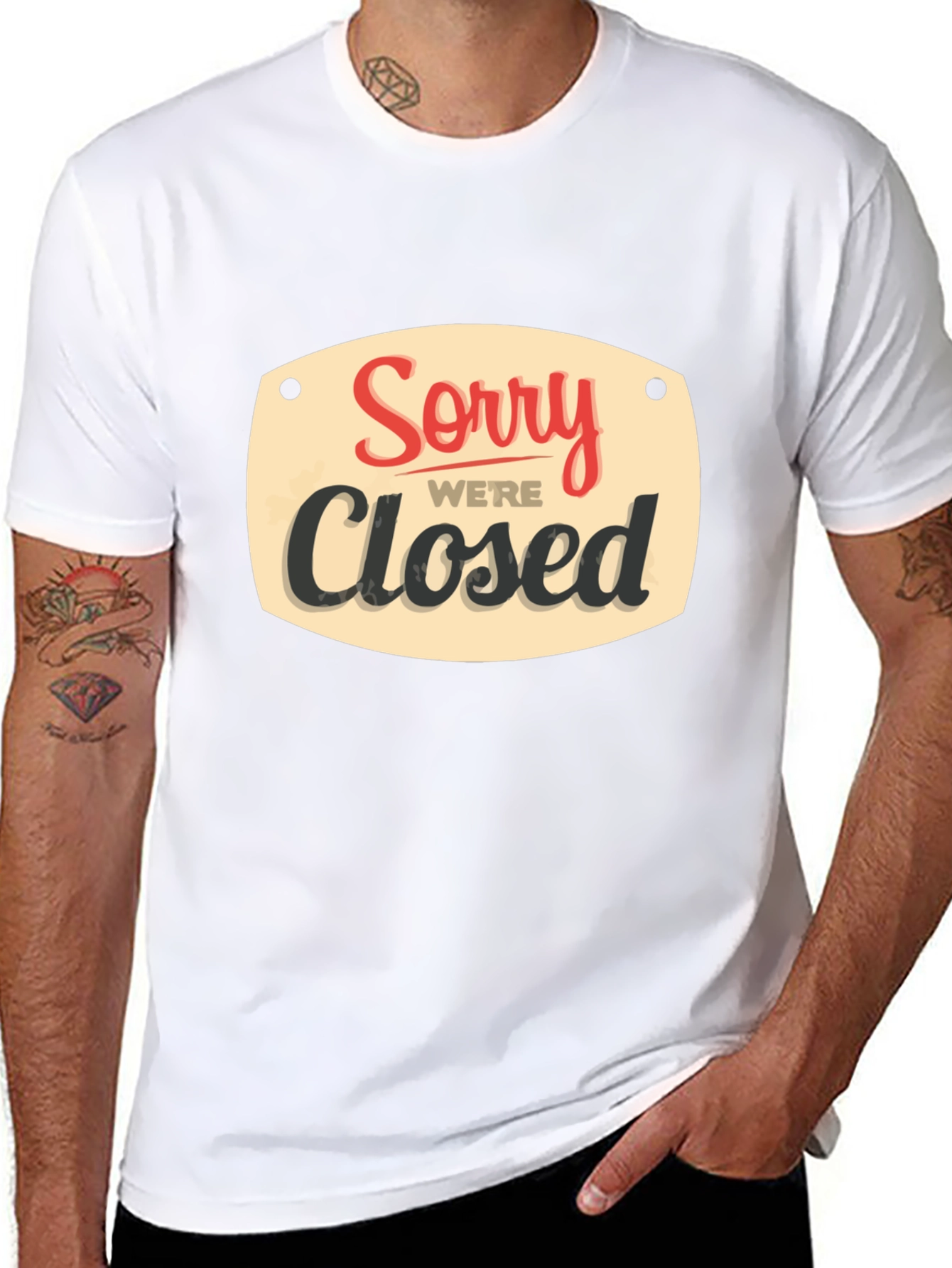 Black Sorry We're Closed Graphic Tee - Black Casual Shirt view 8