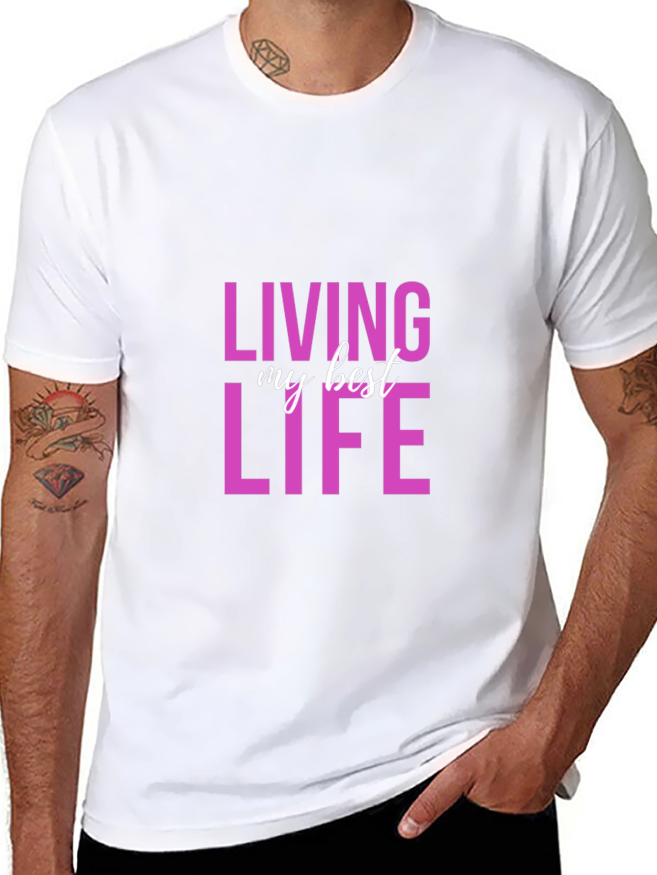 Black Living My Best Life Graphic Tee - Soft Cotton view 8