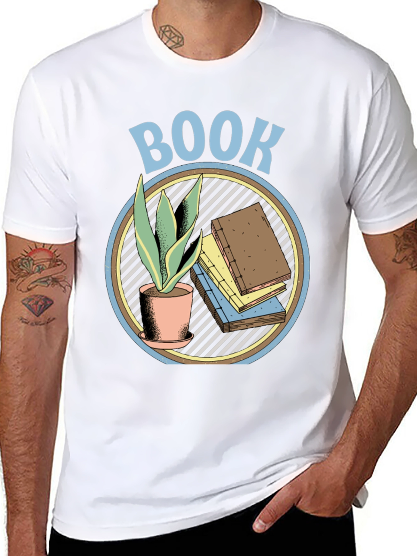 Black Book Lover Graphic T-Shirt - Plant & Book Design view 8