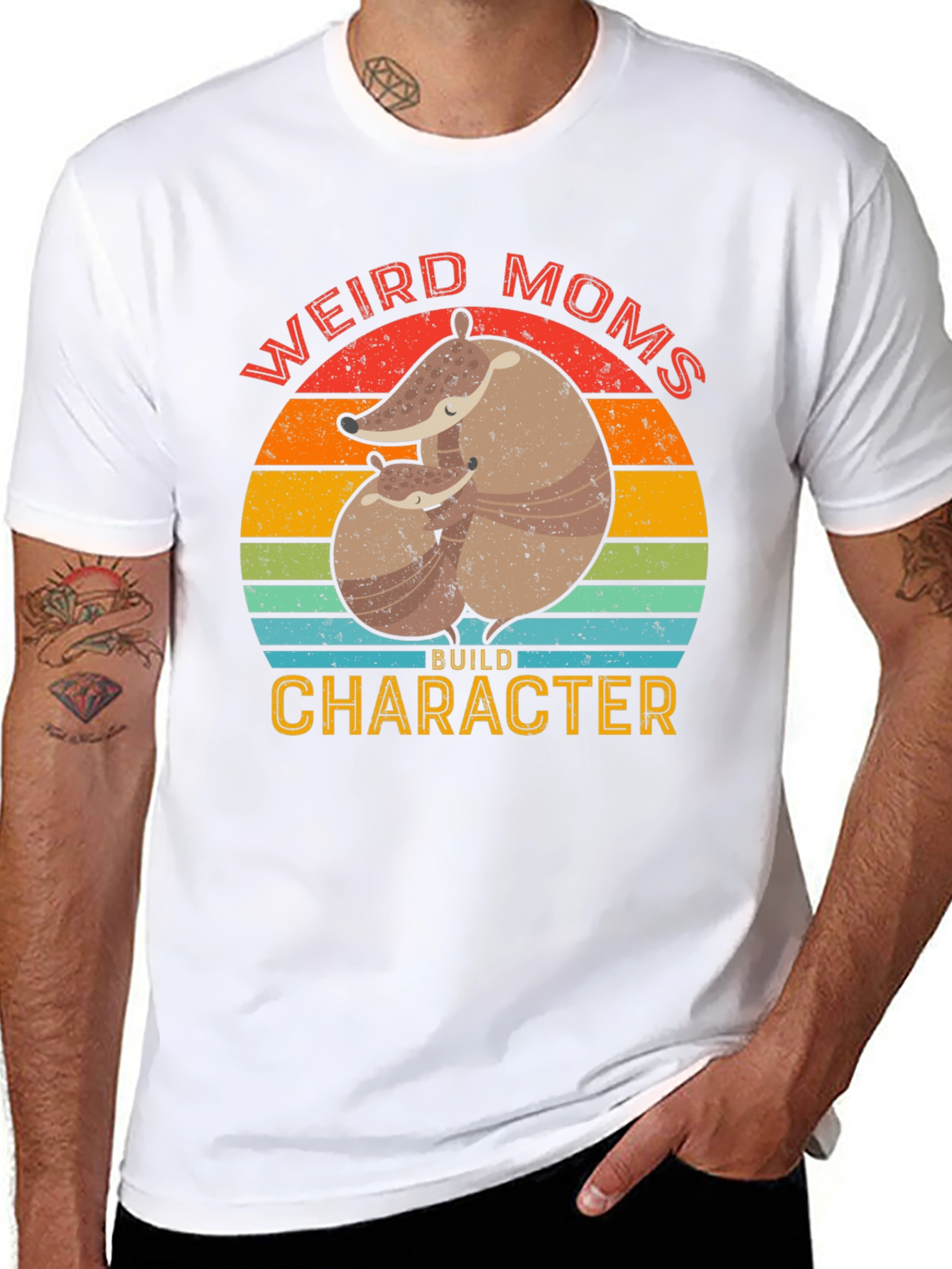 Black Weird Moms Build Character Armadillo T-Shirt view 8