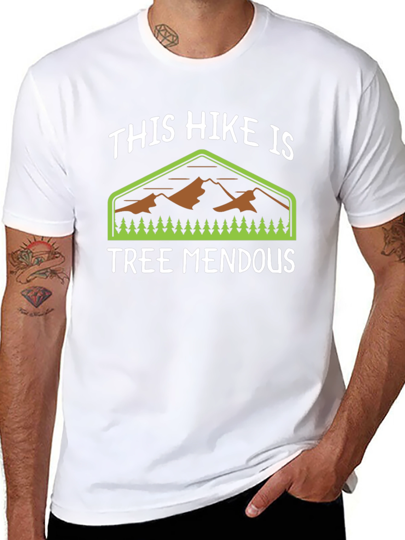 Black Funny Hiking T-Shirt - Tree Mendous Pun Tee view 8
