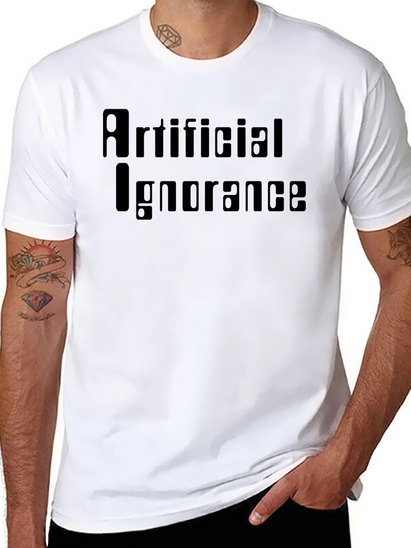 Black Artificial Ignorance Graphic Tee - Black Cotton T-Shirt view 8