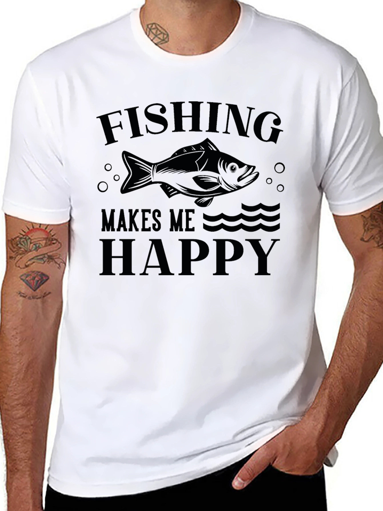 Black Fishing Makes Me Happy Graphic Tee view 8
