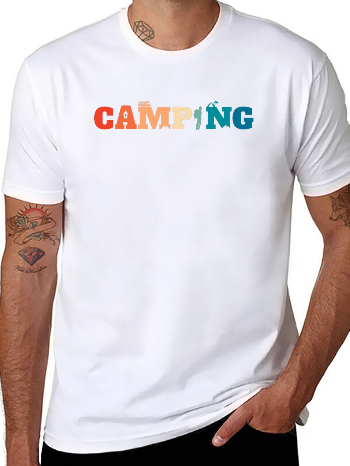 Black Camping Graphic Tee - Retro Camping T-Shirt view 8