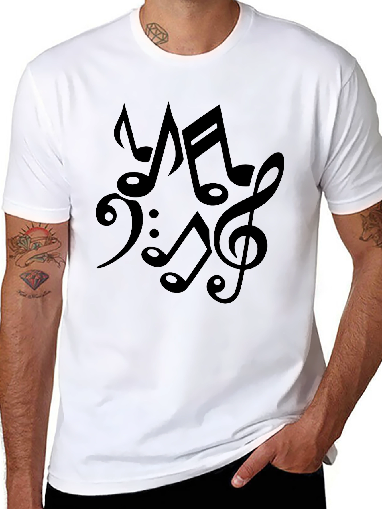 Black Music Notes Graphic Black T-Shirt view 8