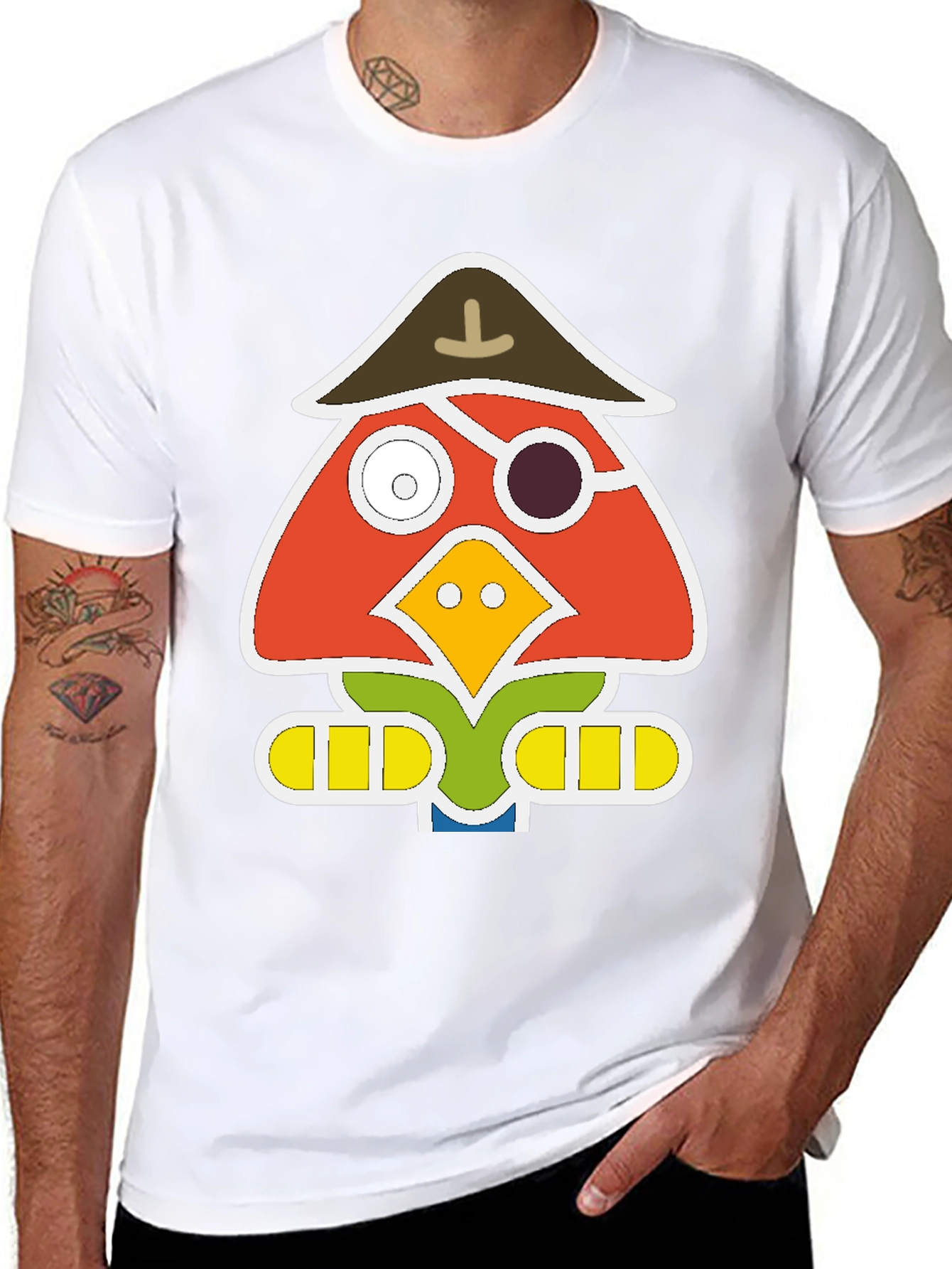 Black Pirate Bird Graphic T-Shirt - Unique Animal Tee view 8