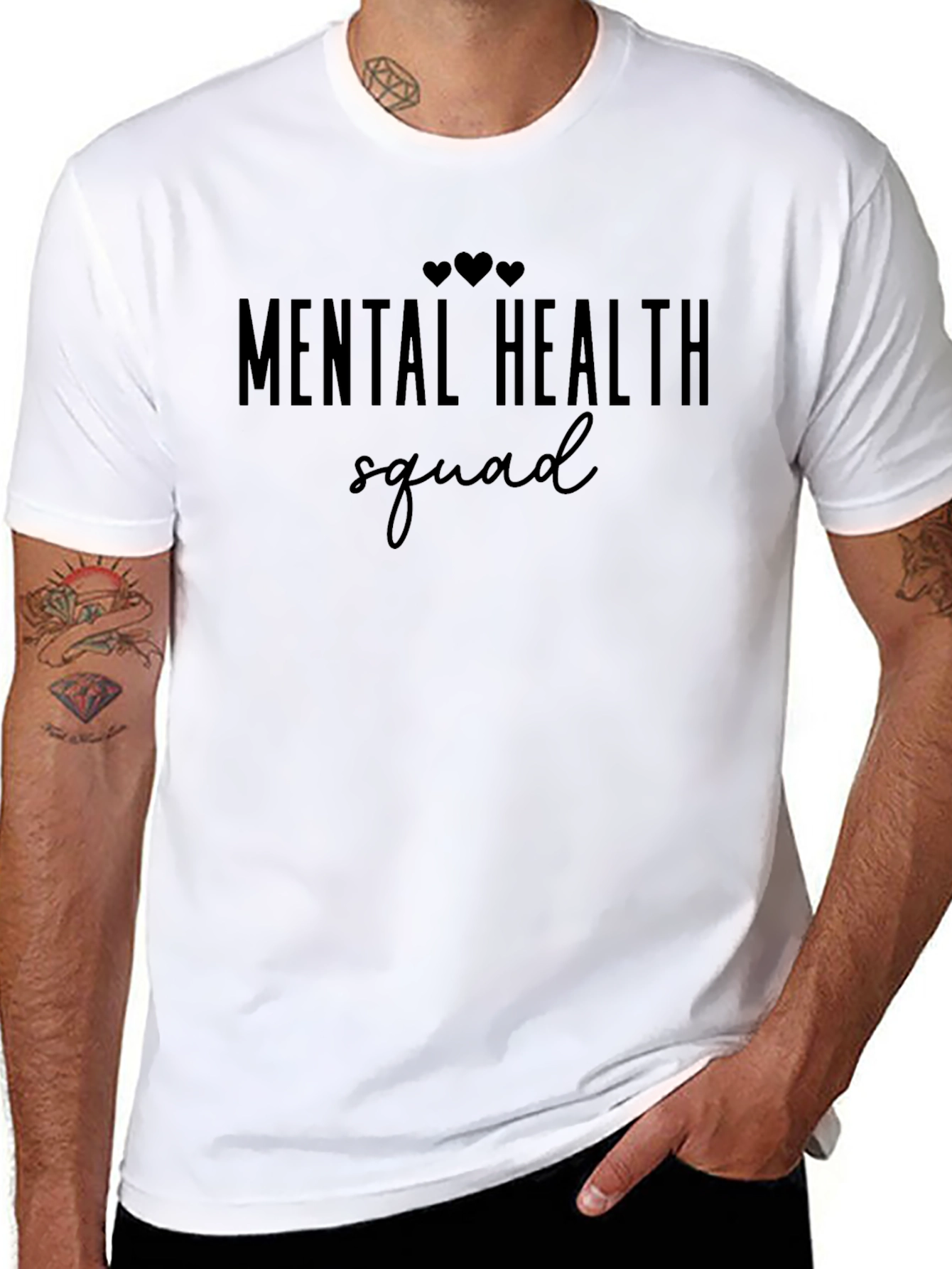 Black Mental Health Squad Graphic Tee - Black Crew Neck view 8