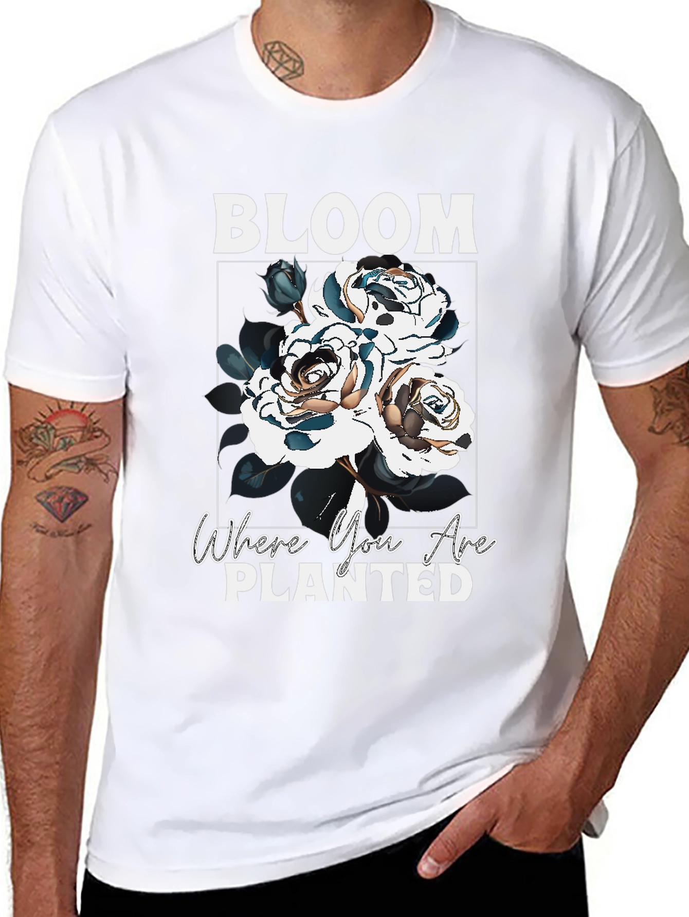 Black Bloom Where You Are Planted T-Shirt view 8