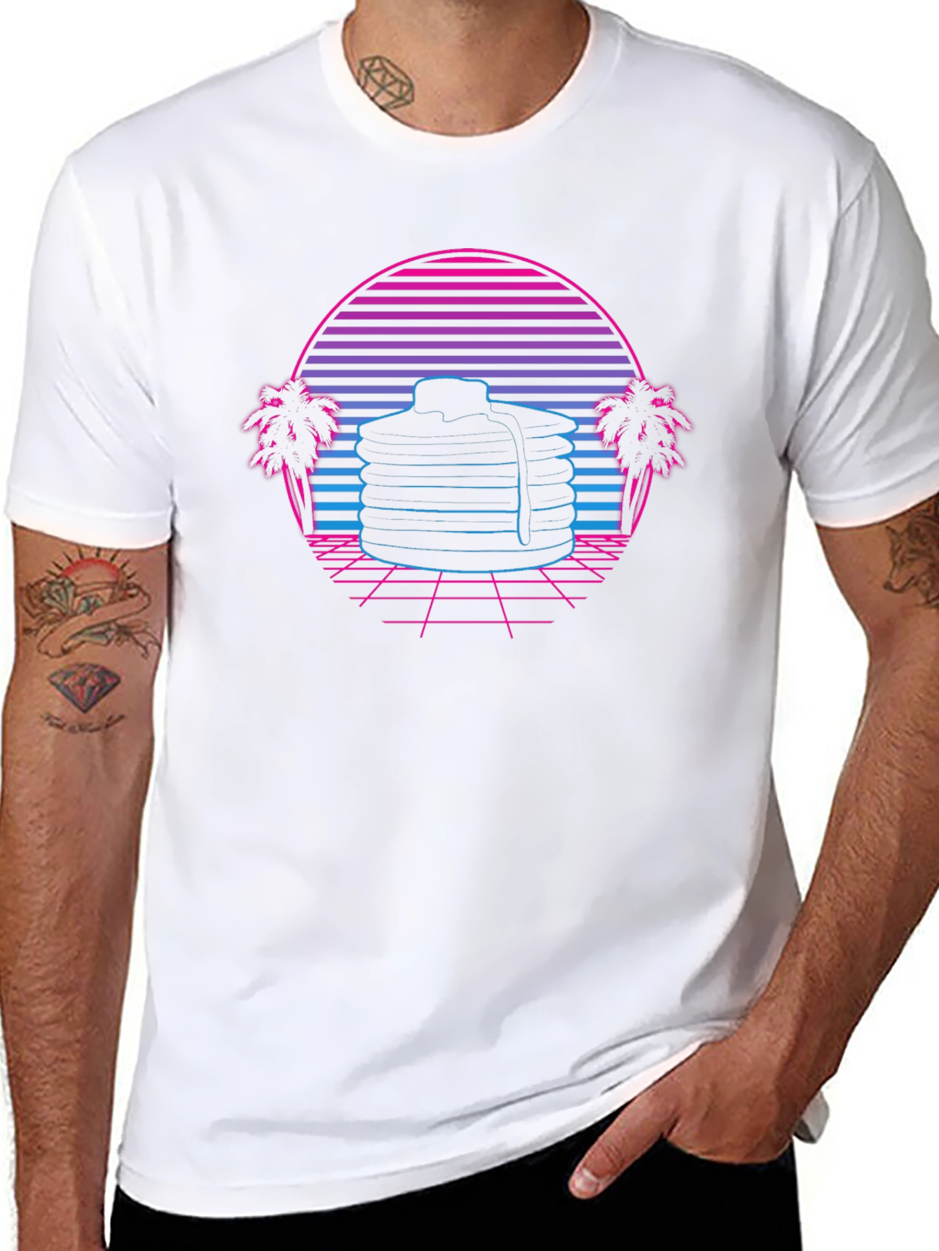 Retro Pancake Graphic T-Shirt - 8