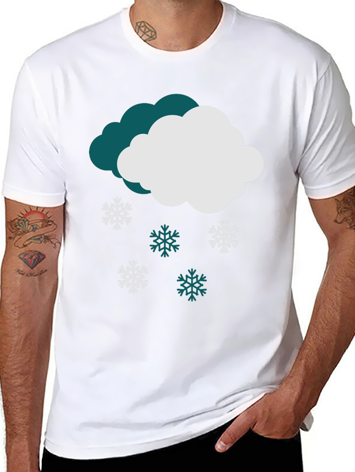 Black Snowy Cloud Graphic Tee - Winter Holiday Style view 8