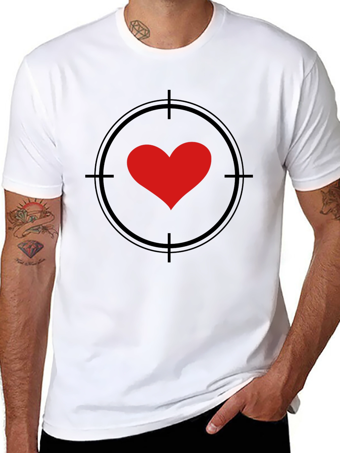 Black Heart Target Graphic Black T-Shirt view 8