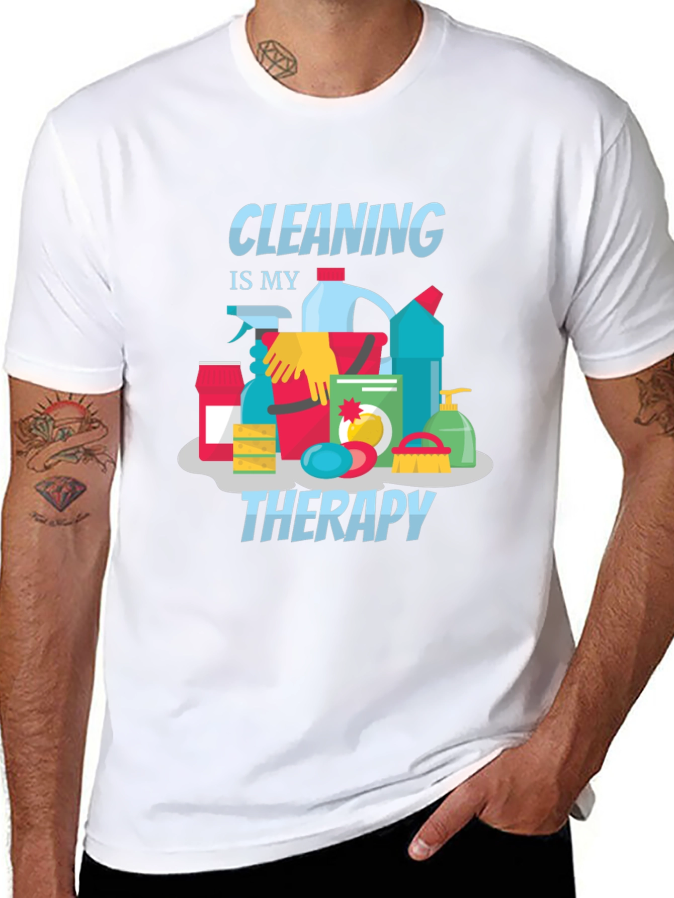 Black Cleaning is My Therapy Graphic Tee view 8