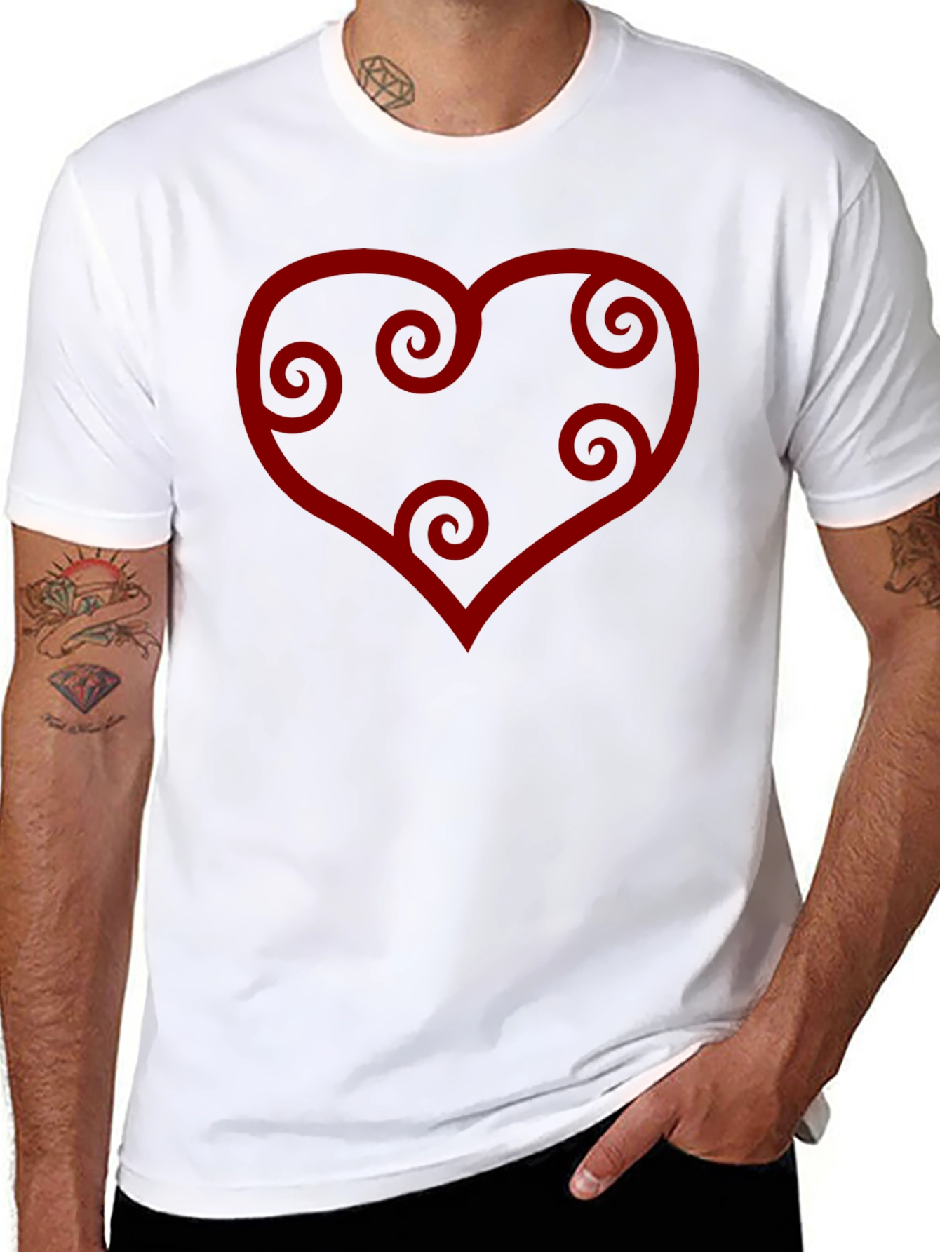 Black Heart Swirl Graphic Tee - Black Casual Shirt view 8