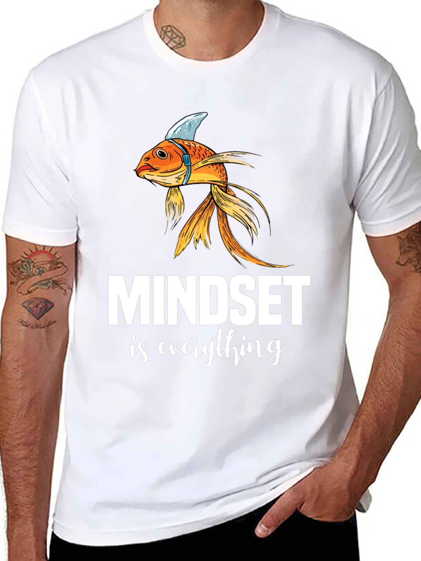 Black Mindset is Everything T-Shirt - Goldfish Shark Fin Tee view 8