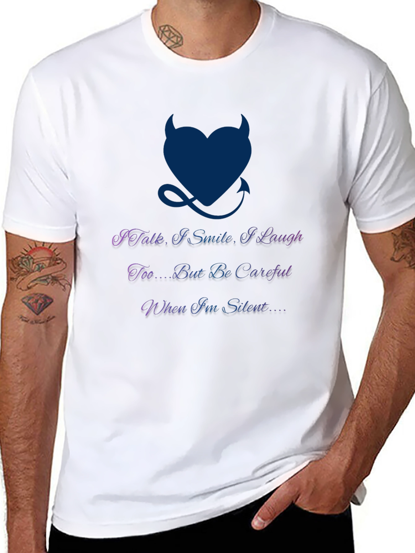 Black Devil Heart Funny Saying Graphic T-Shirt view 8