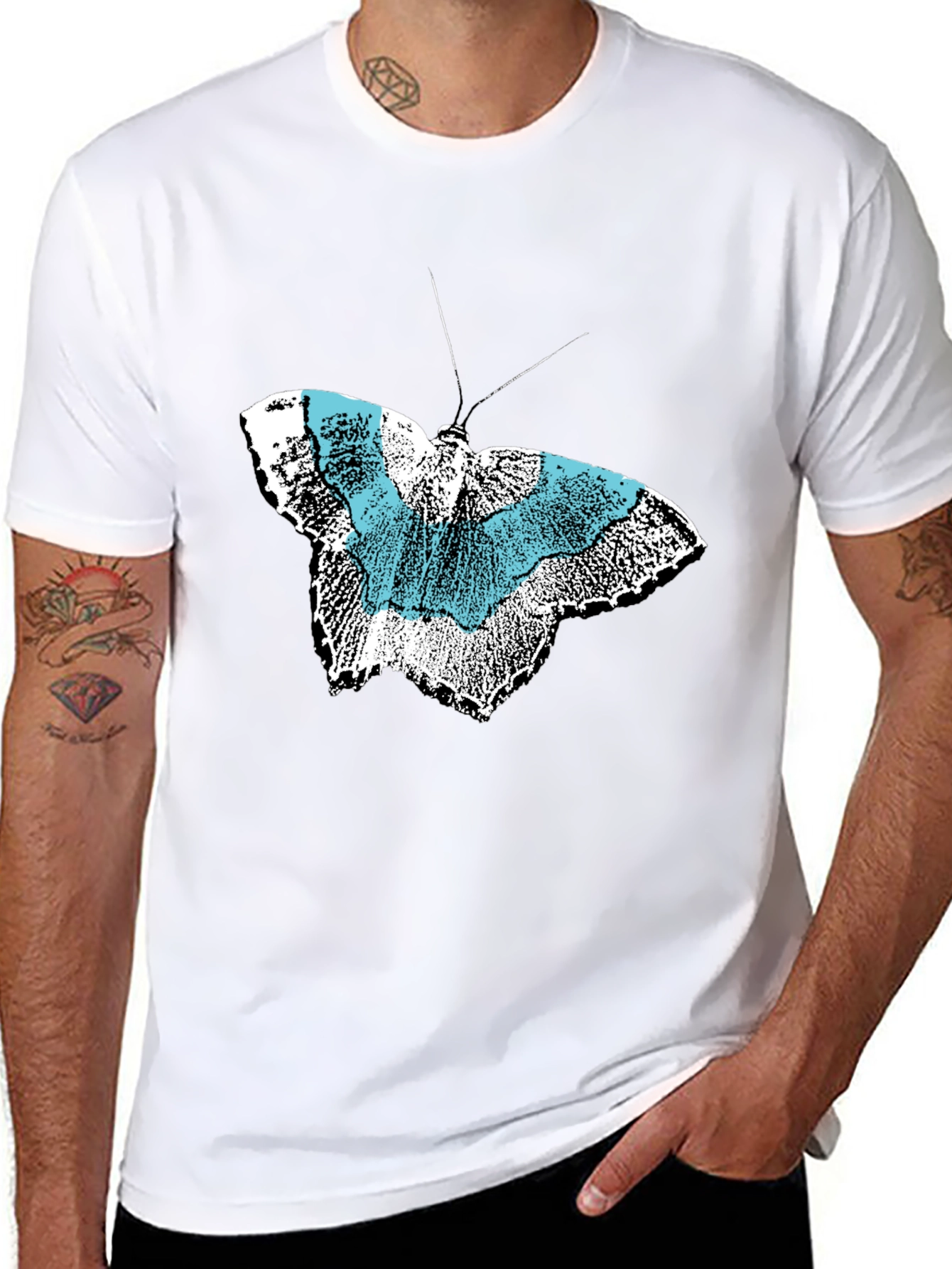 Black Butterfly Graphic Black T-Shirt view 8