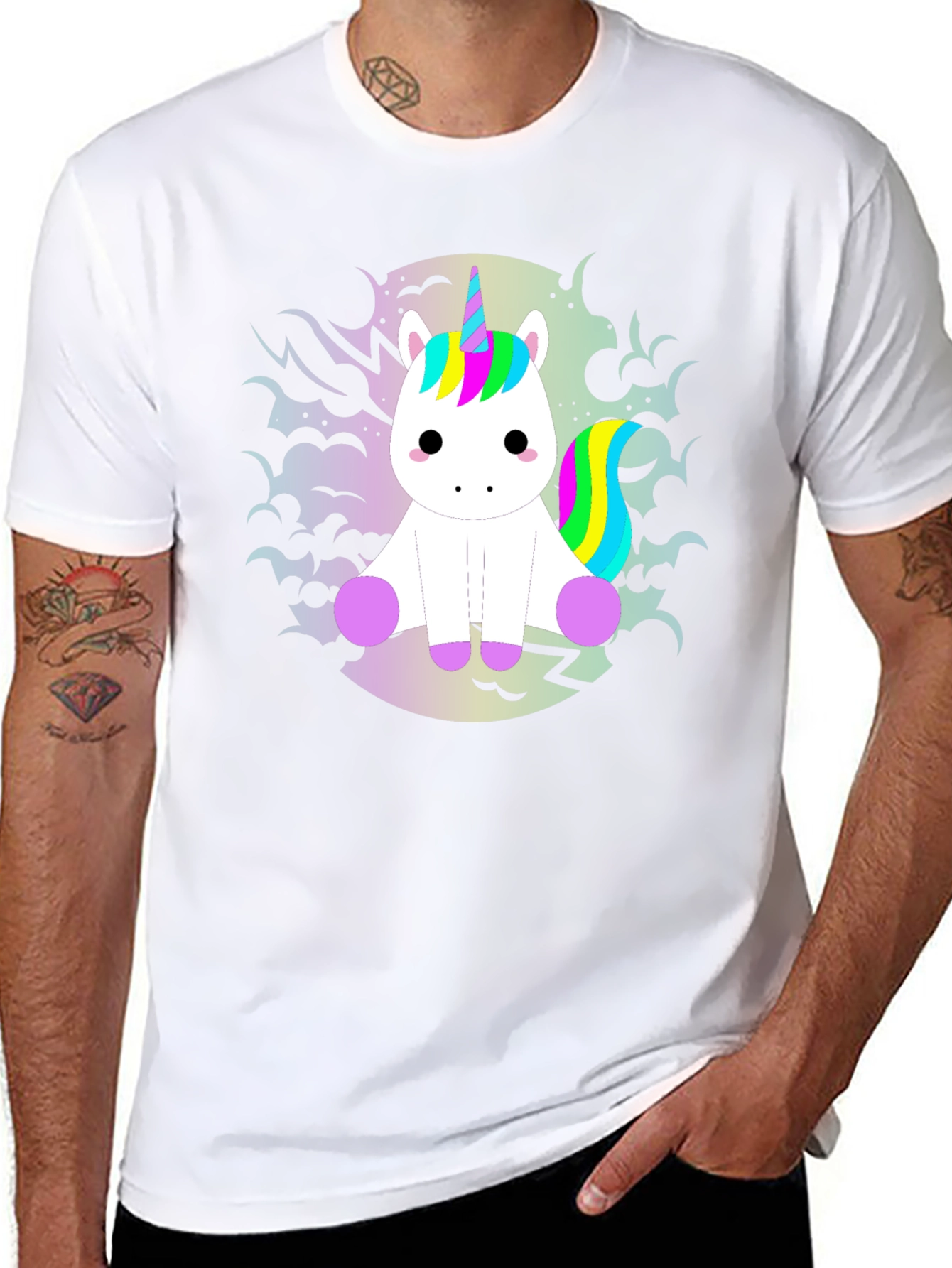 Unicorn Graphic Tee - Black Cotton T-Shirt - 8