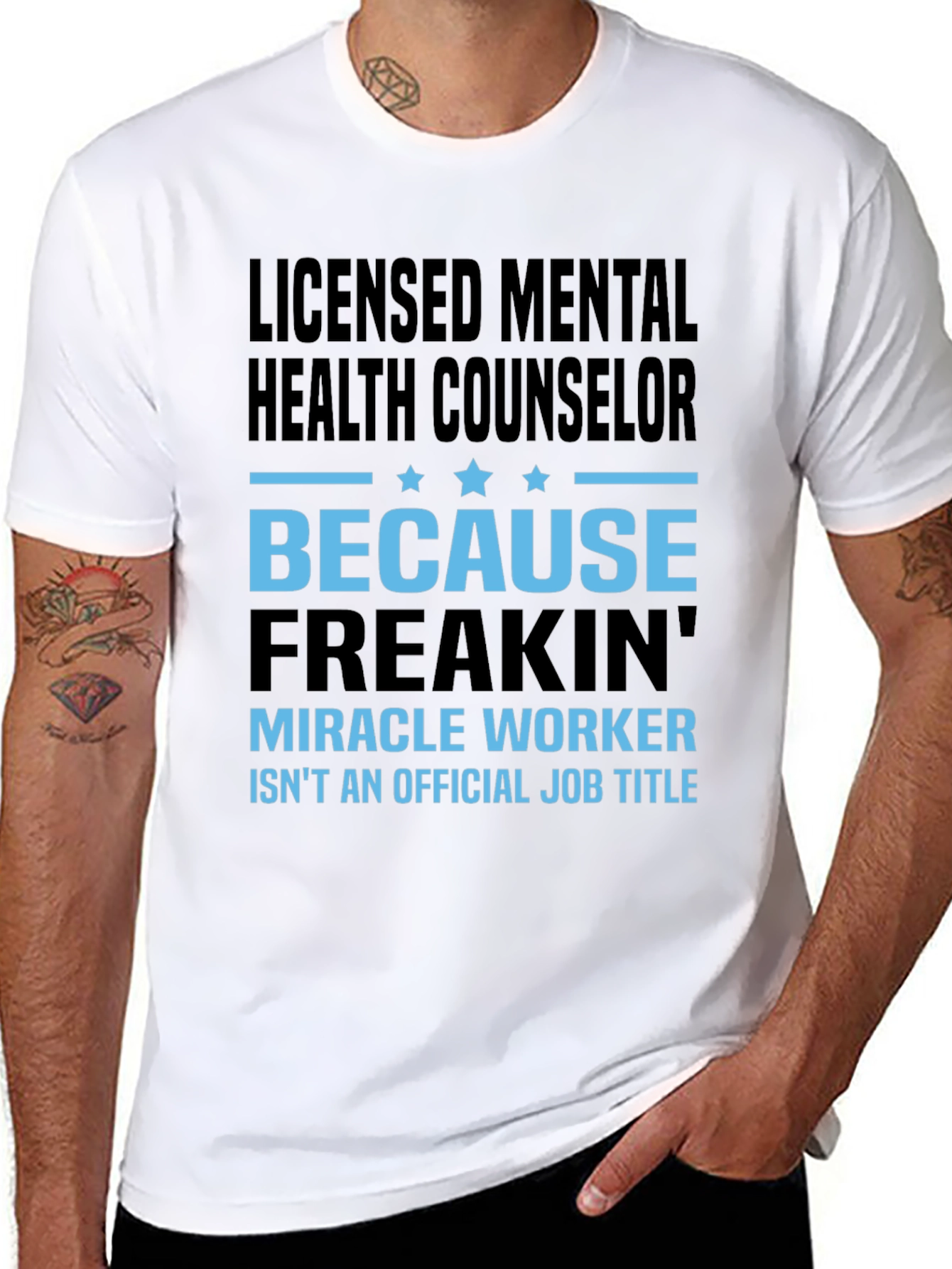 Black Licensed Mental Health Counselor T-Shirt view 8