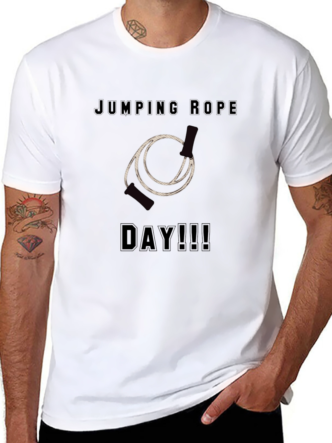 Black Jumping Rope Day T-Shirt - Black Graphic Tee view 8