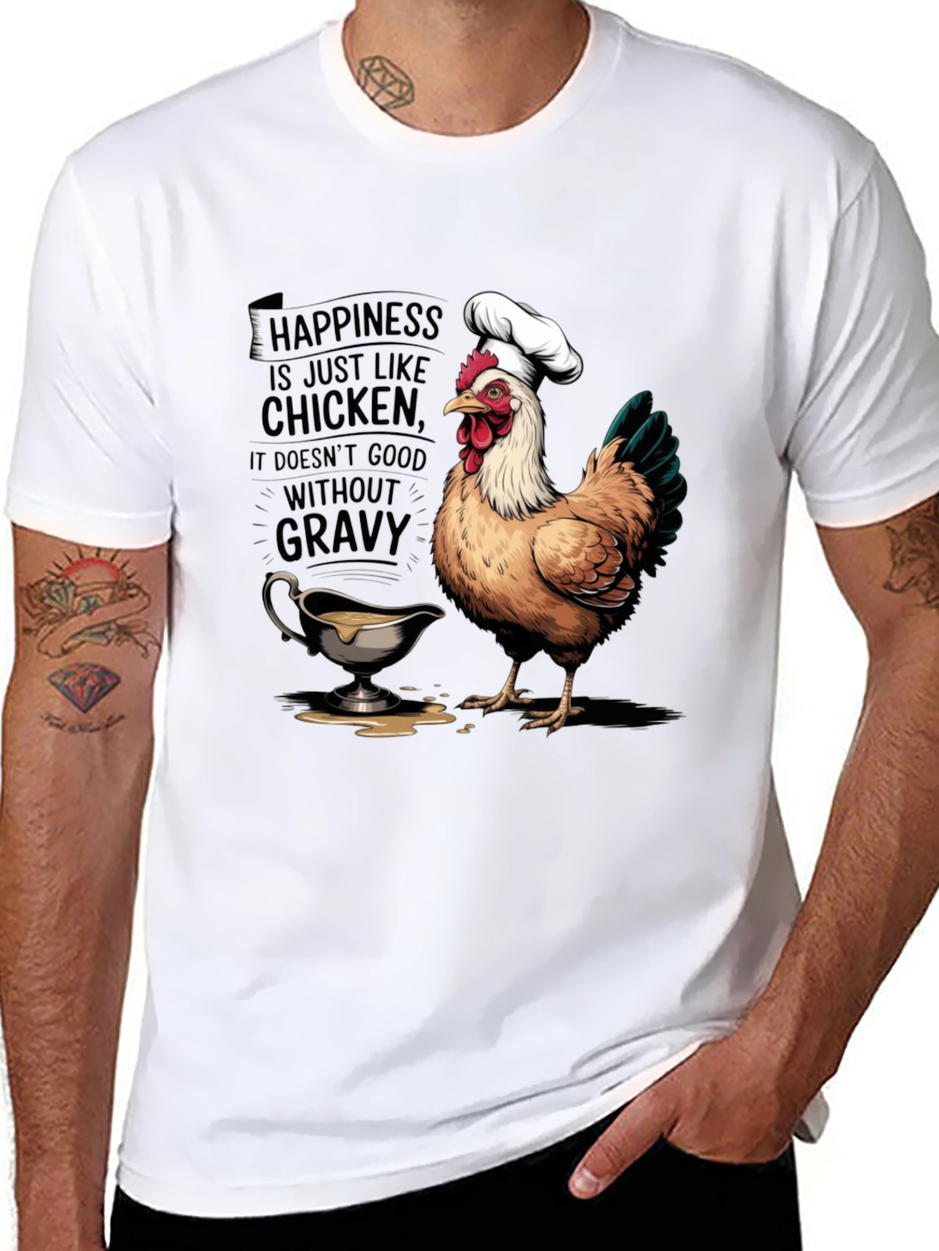 Black Chicken & Gravy T-Shirt: Happiness Recipe view 8