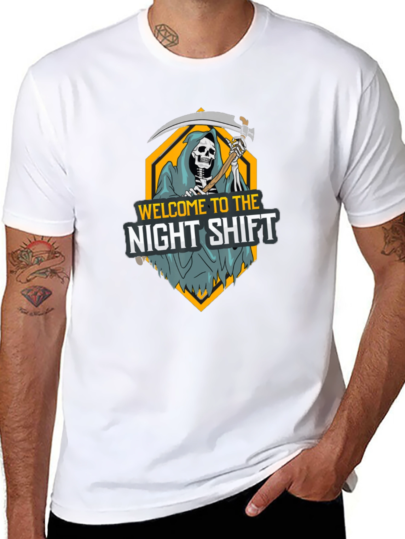 Black Night Shift Reaper Graphic T-Shirt view 8